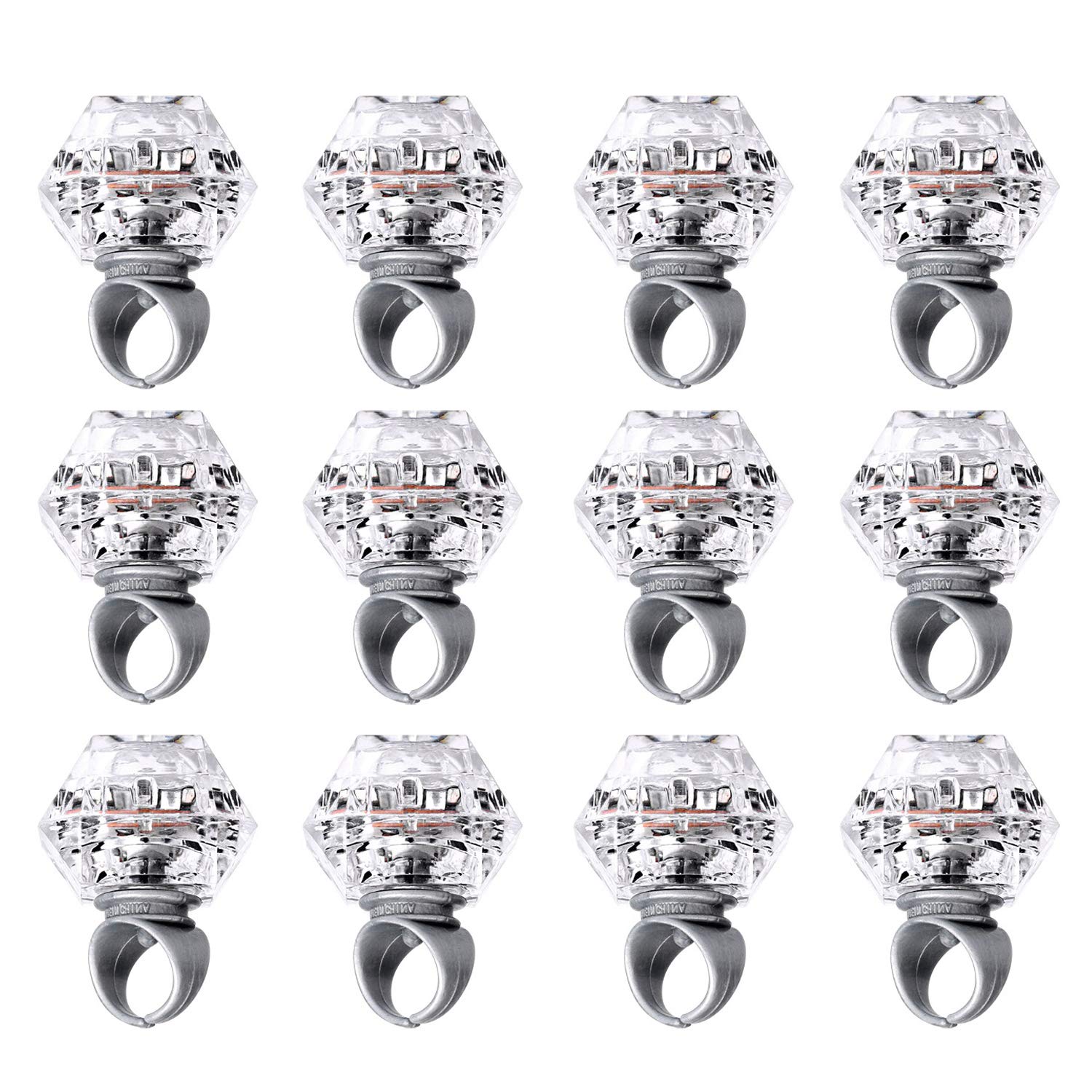 Konsait Flashing Led Light up Rings Bachelorette Party Favors Toys Grow in The Dark Party Suppiles Diamond Bling Rings for Birthday Weddings Bridal Shower Decorations (13pcs)