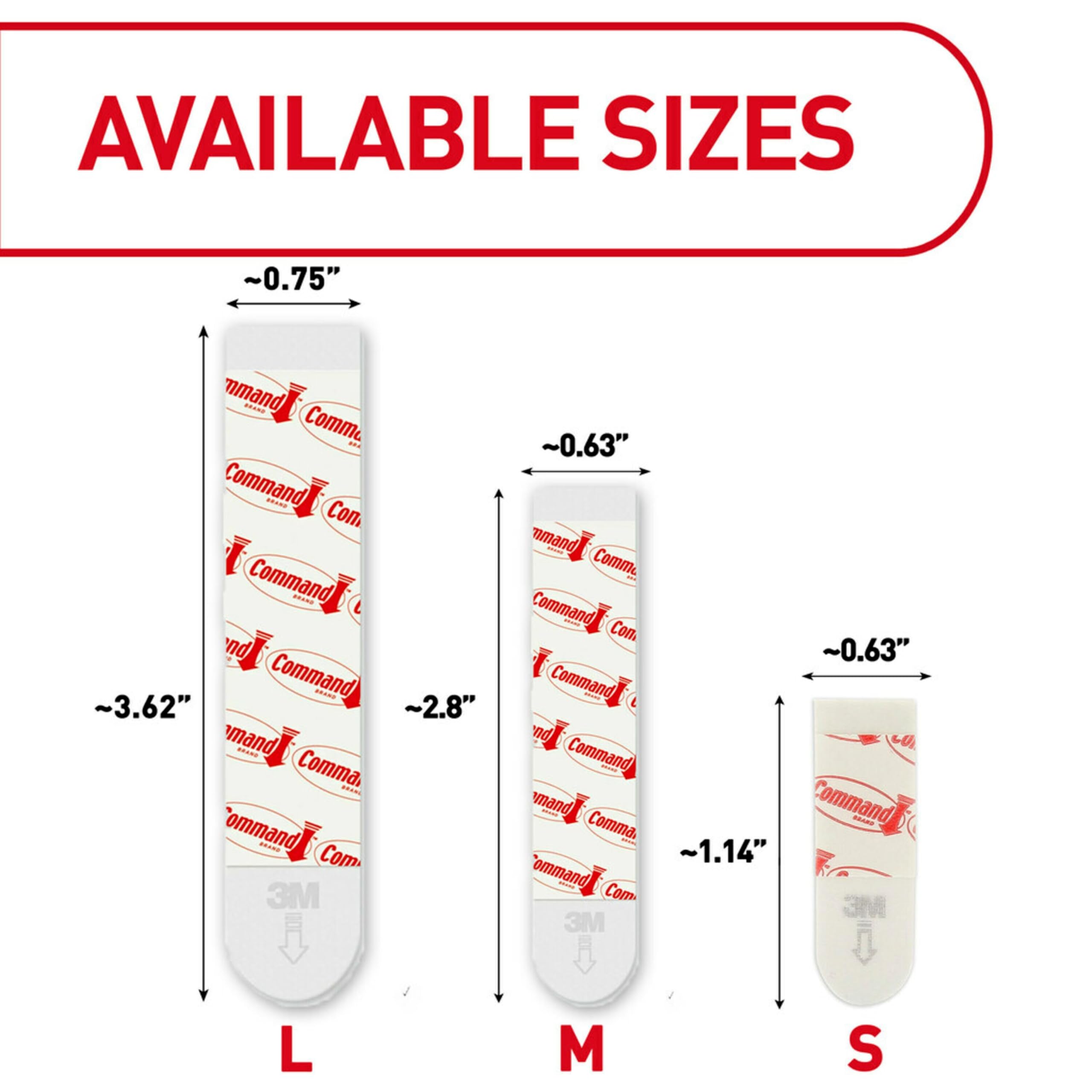 Command Replacement Adhesive Strips – 8 Small, 4 Medium, 4 Large, Damage-Free Hanging for Hooks and Clips, 16-Count