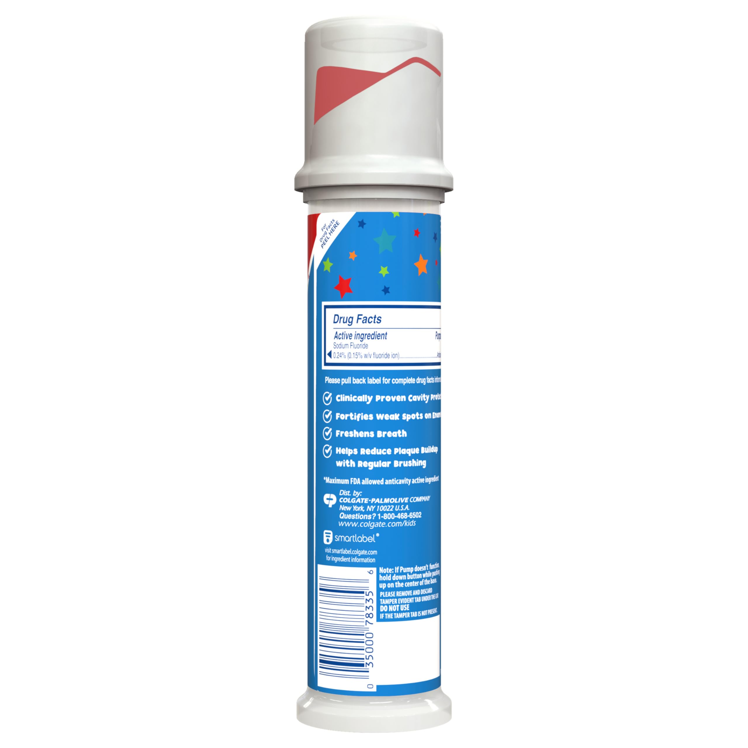 Colgate Kids Toothpaste Pump with Fluoride for Cavity Protection, Ages 6+, ADA Accepted, Bubble Fruit, 4.4 Ounce, 6 Pack