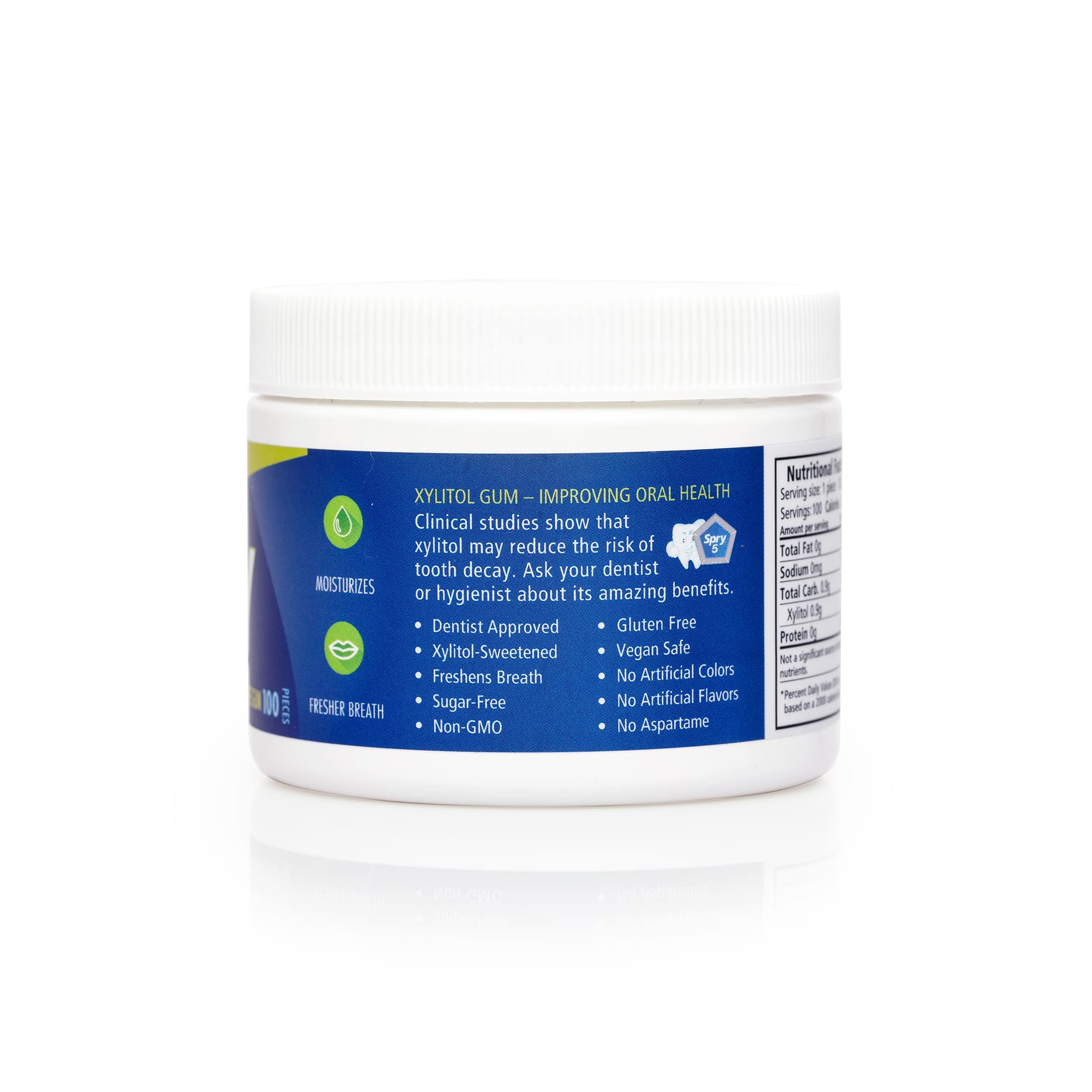 Spry Fresh Natural Xylitol Chewing Gum Dental Defense System - Aspartame-Free, Sugar-Free, Non-GMO, Gluten-Free (Peppermint, 100 Count - Pack of 2)