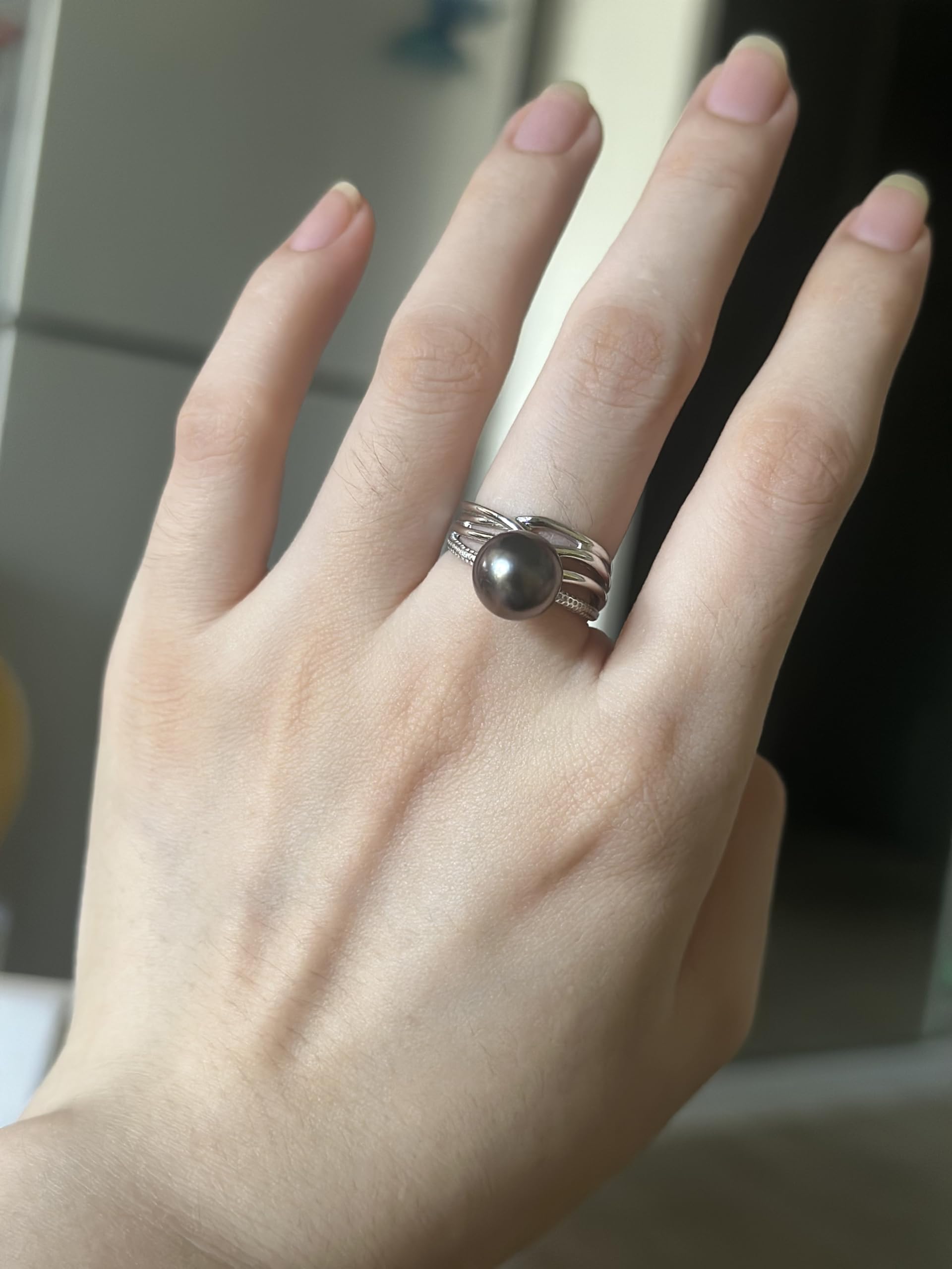 NONNYL Tahitian Black Pearl Ring - Women's Fine Jewelry for Wife, Mom - Wedding, Birthday, Anniversary, Mother's Day, Christmas, Valentine's Day Gift