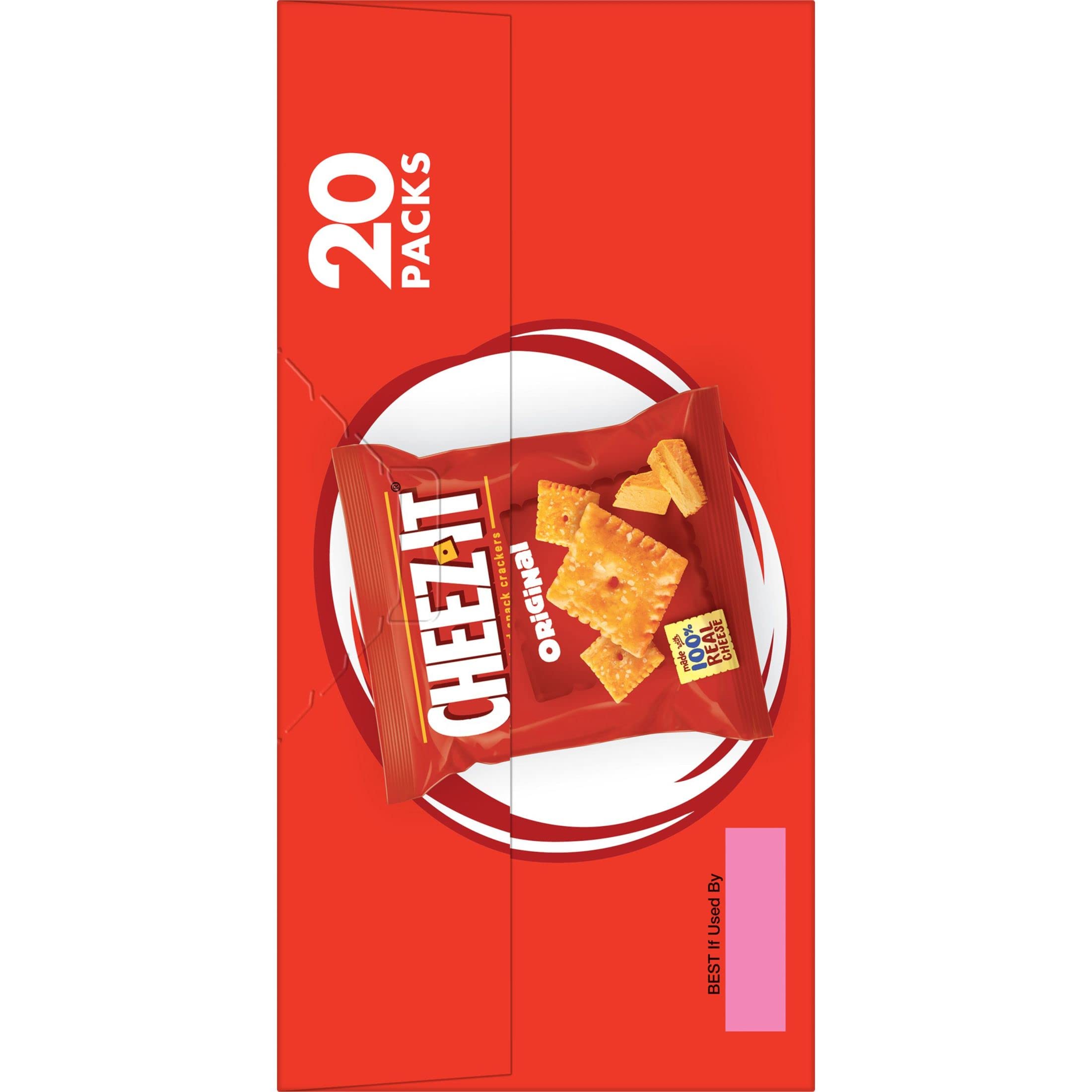 Cheez-It Cheese Crackers, Baked Snack Crackers, Lunch Snacks, Original, 20oz Box (20 Packs)
