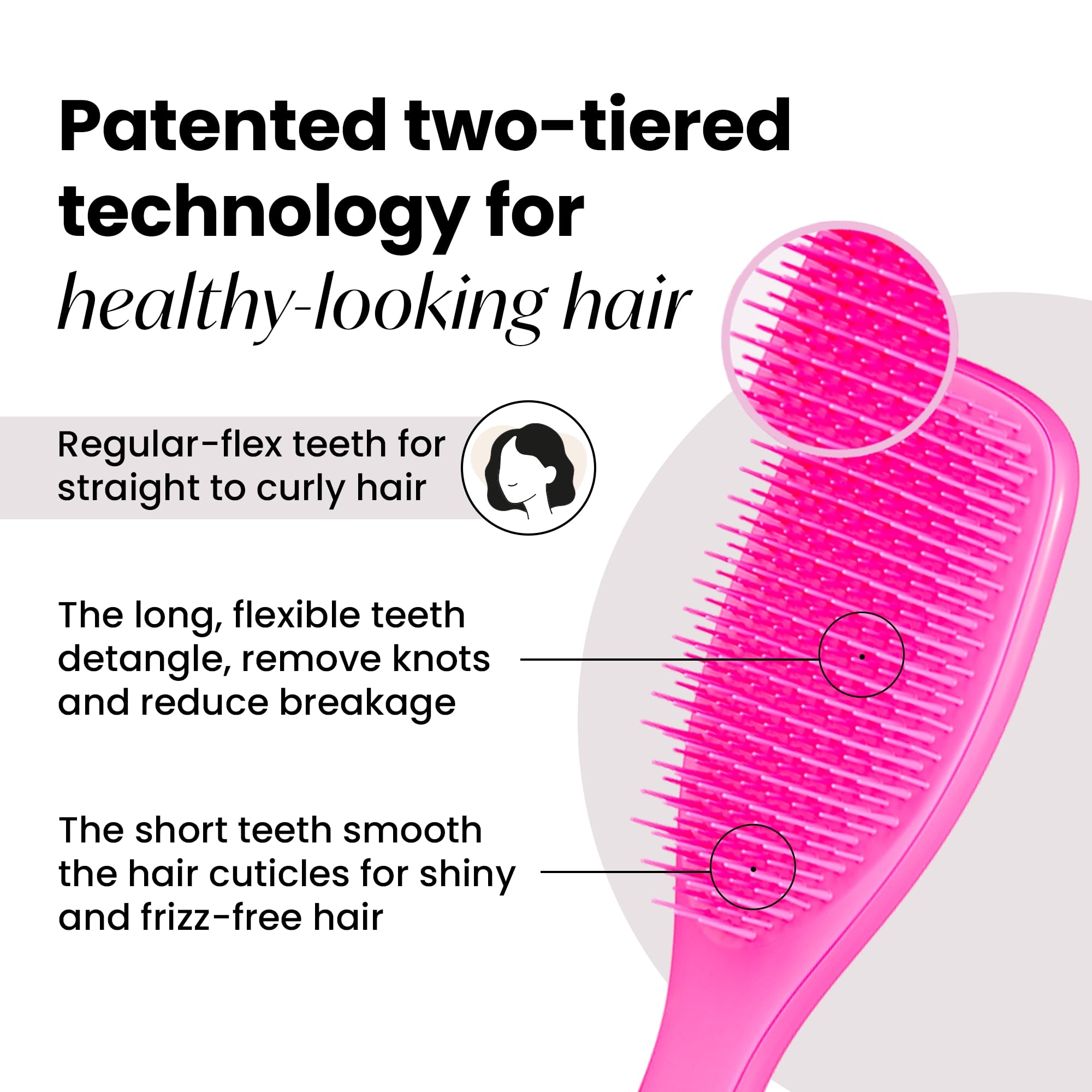 Tangle Teezer Ultimate Detangler Brush for Wet & Dry Hair, Eliminates Knots & Reduces Breakage for All Hair Types, Runway Pink