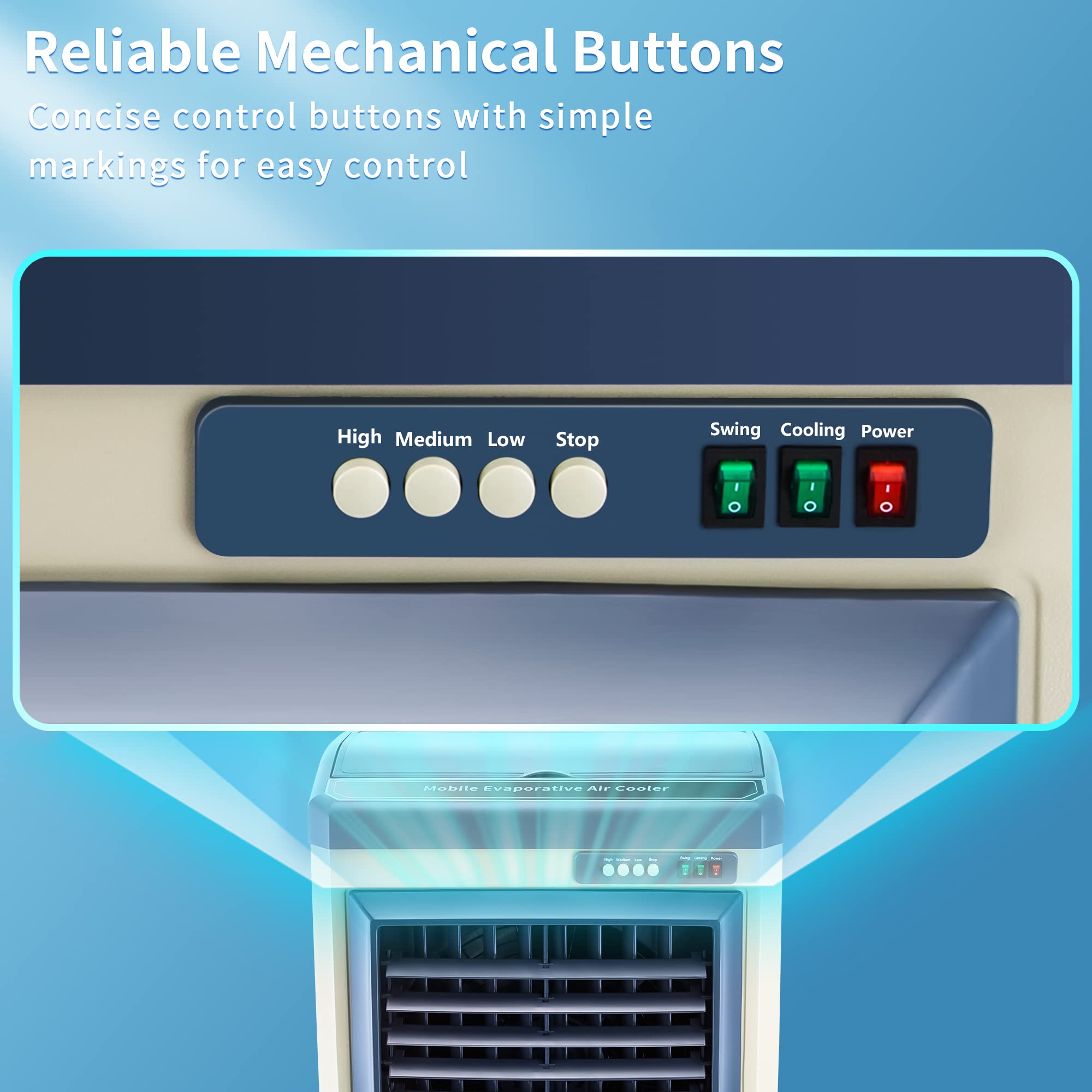 Mountman 41-Inch Swamp Cooler, 4800CFM Industry Evaporative Cooler, 3 Speeds, 120° Swing, 10.6 Gal Water Tank, Outdoor Evaporative Air Cooler for Patio, Yard, Porch, Factory