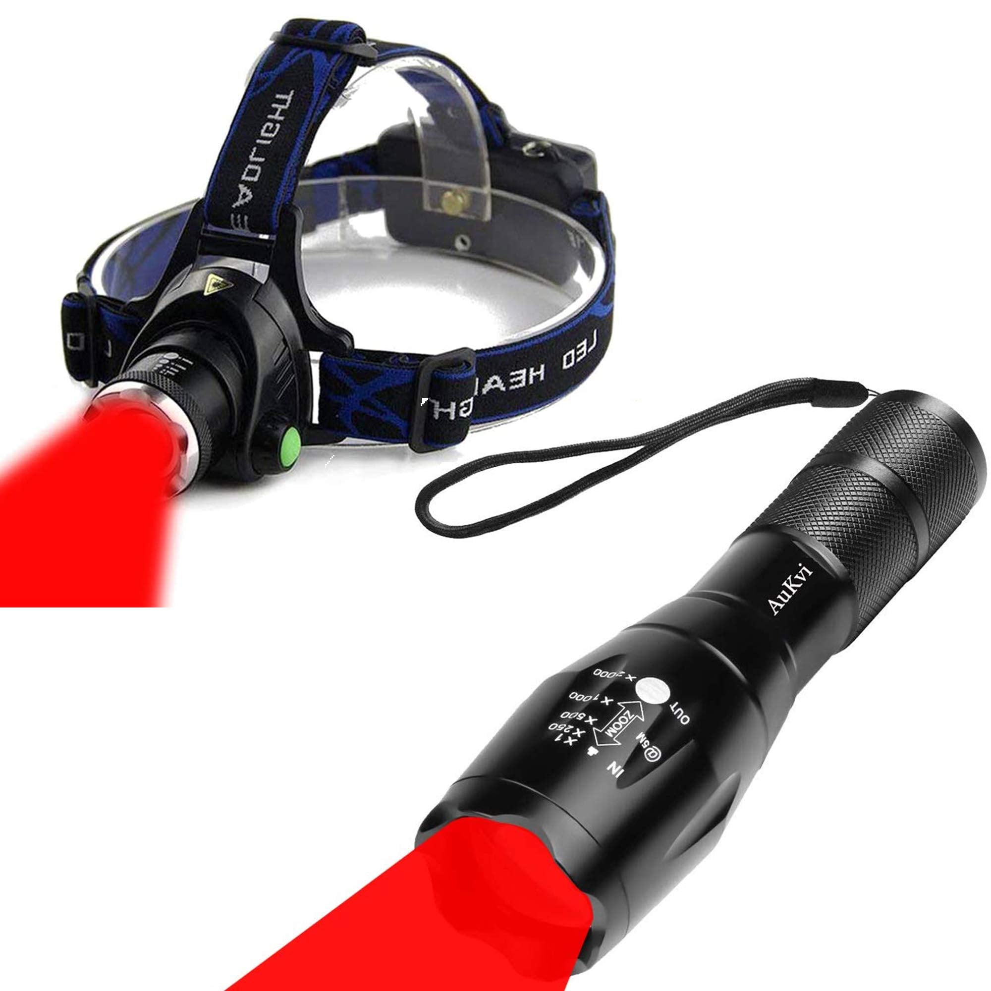 Red Light Flashlight and Red Light Headlamp Bundle