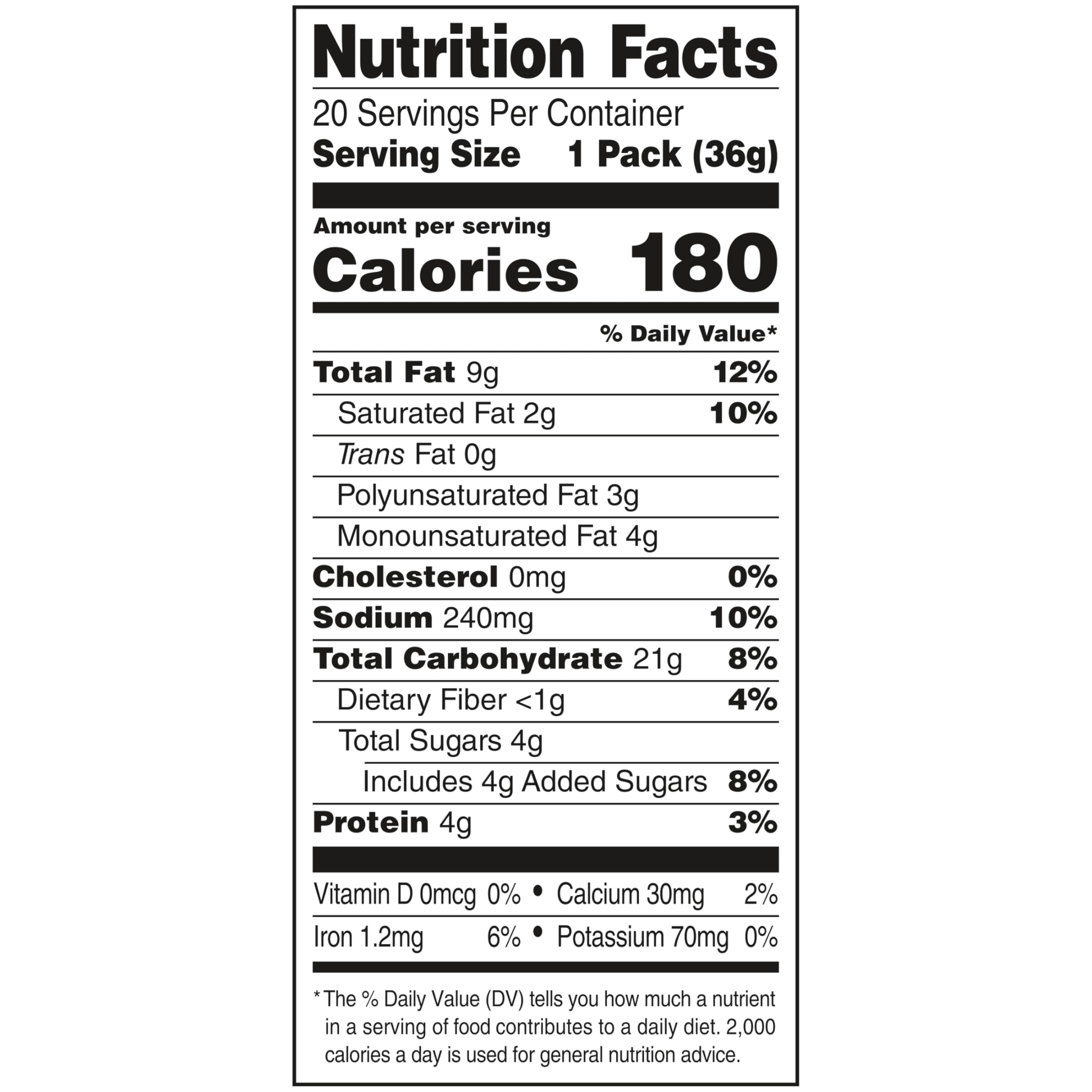 Lance Sandwich Crackers, Toasty Peanut Butter, 20 Individually Wrapped Packs, 6 Sandwiches Each