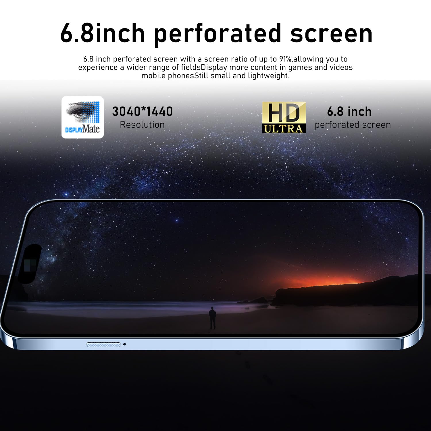 A SLICE RED 14PROMA X Unlocked Cell Phone,Long Battery Life 6.82" HD Screen Unlocked Phones,Android14 16+512GB Smartphone with 128G Memory Card,Dual SIM/Fingerprint Lock/Face ID/GPS (Blue)