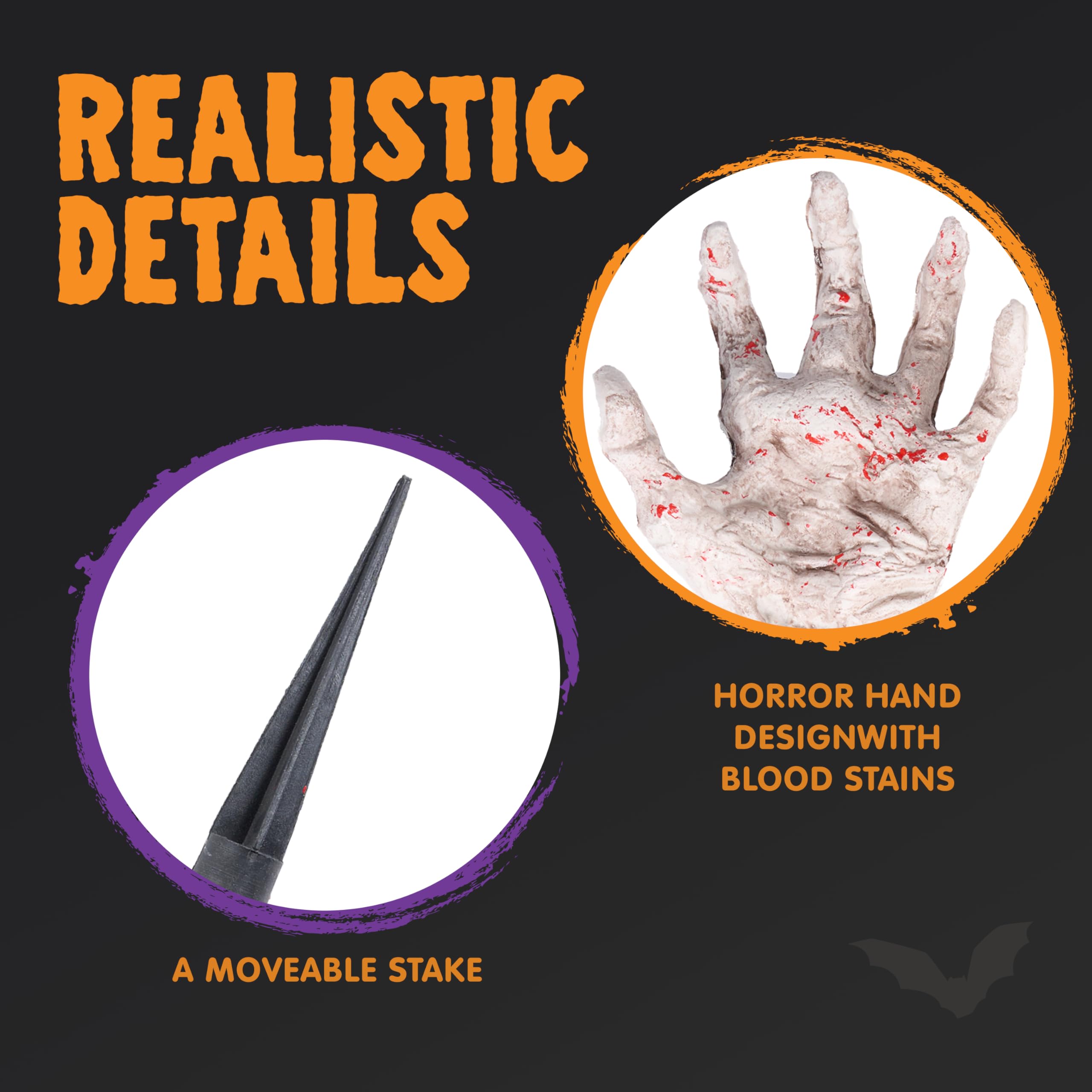JOYIN Bloodstain Zombie Arm Stake Groundbreaker Halloween Outdoor Decoration Realistic Looking Fake Arm Hands Yard Stakes for Halloween Haunted House Yard Decoration