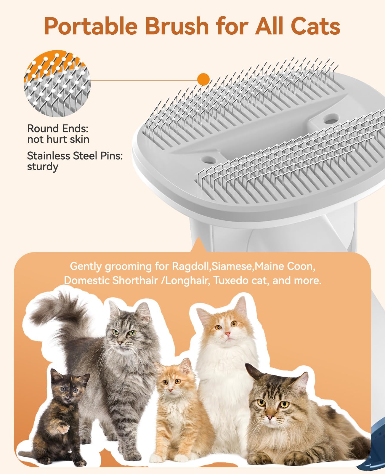 oneisall Cat Grooming Vacuum, Low-Noise Pet Vacuum Grooming Kit with Brush & Clippers for Hair Shedding Trimming Grooming, 6 in 1 Cat Vacuum Groomer for Pet Hair Grooming