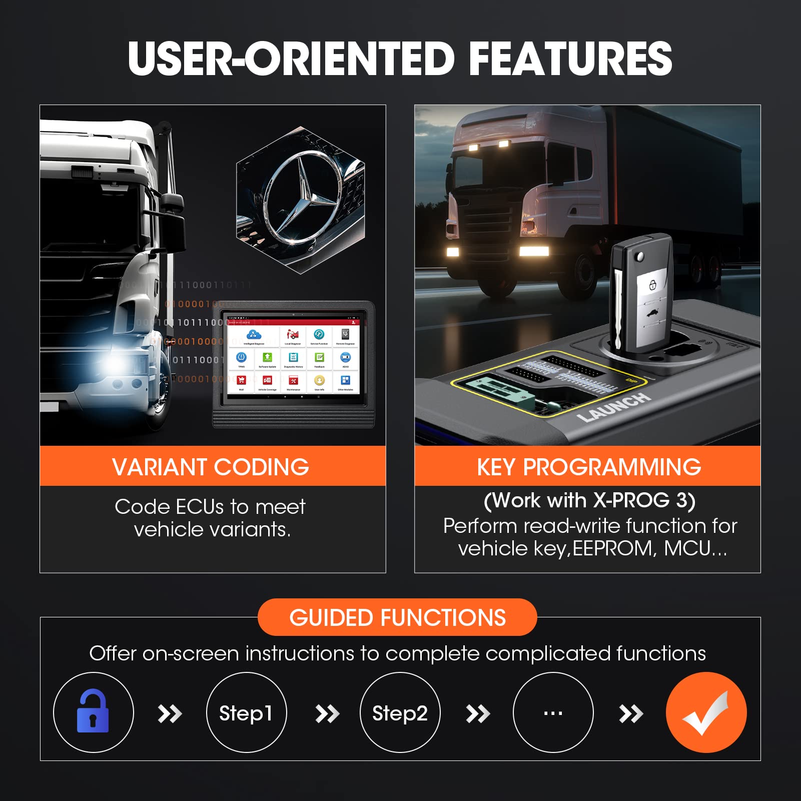 LAUNCH X431 V+ 5.0, SmartLink C Heavy Duty Truck Scanner for Commercial/Passenger Vehicles, J2534 D-PDU, ECU Program, ECU Coding, Topology, 60 Reset, Bi-Directional Scan Tool, All System