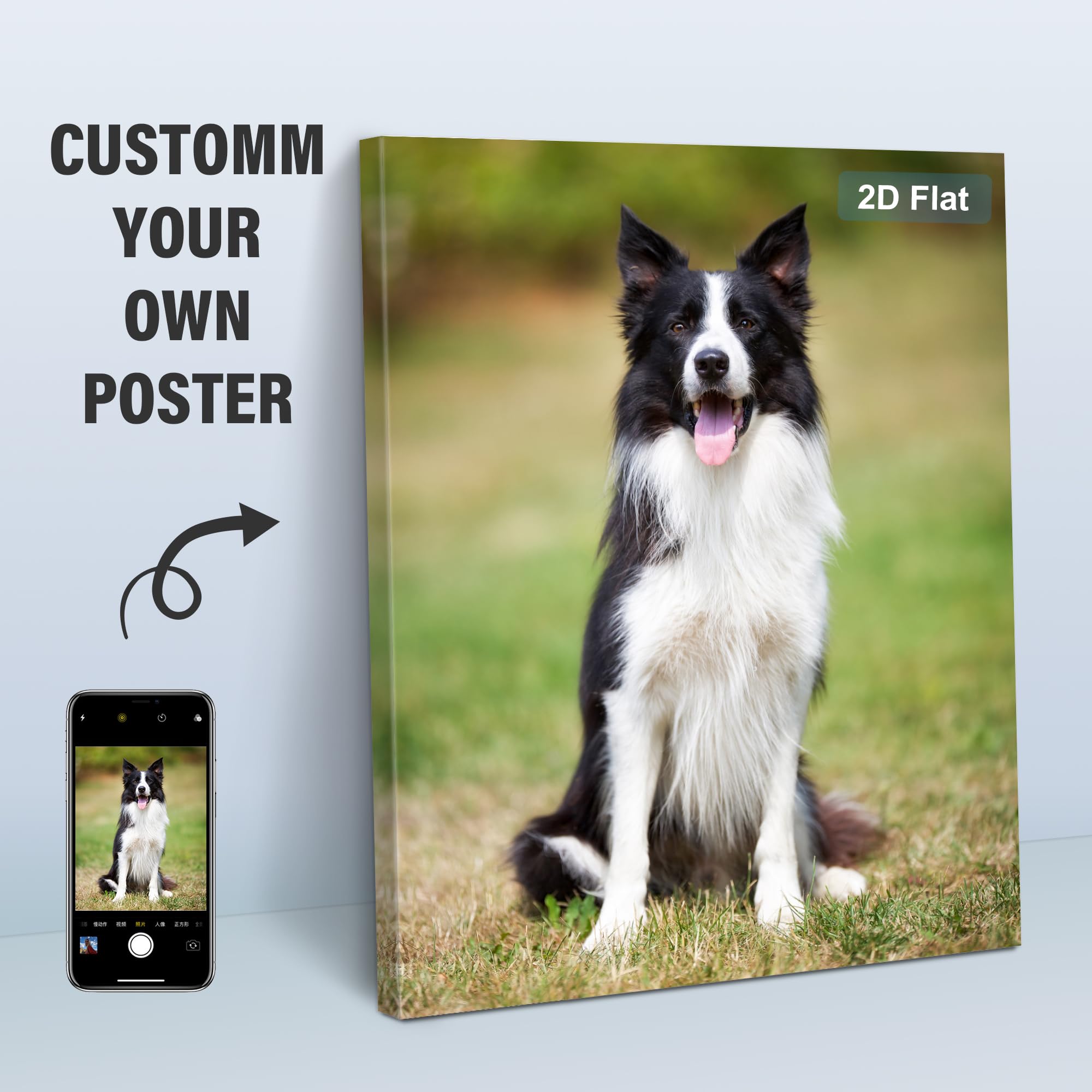 Custom Canvas Prints with Your Photos,Personalized Canvas Pictures Wall Art with Frame Customized Christmas Gifts for Friends,Family,Pets (16'' X 24'')