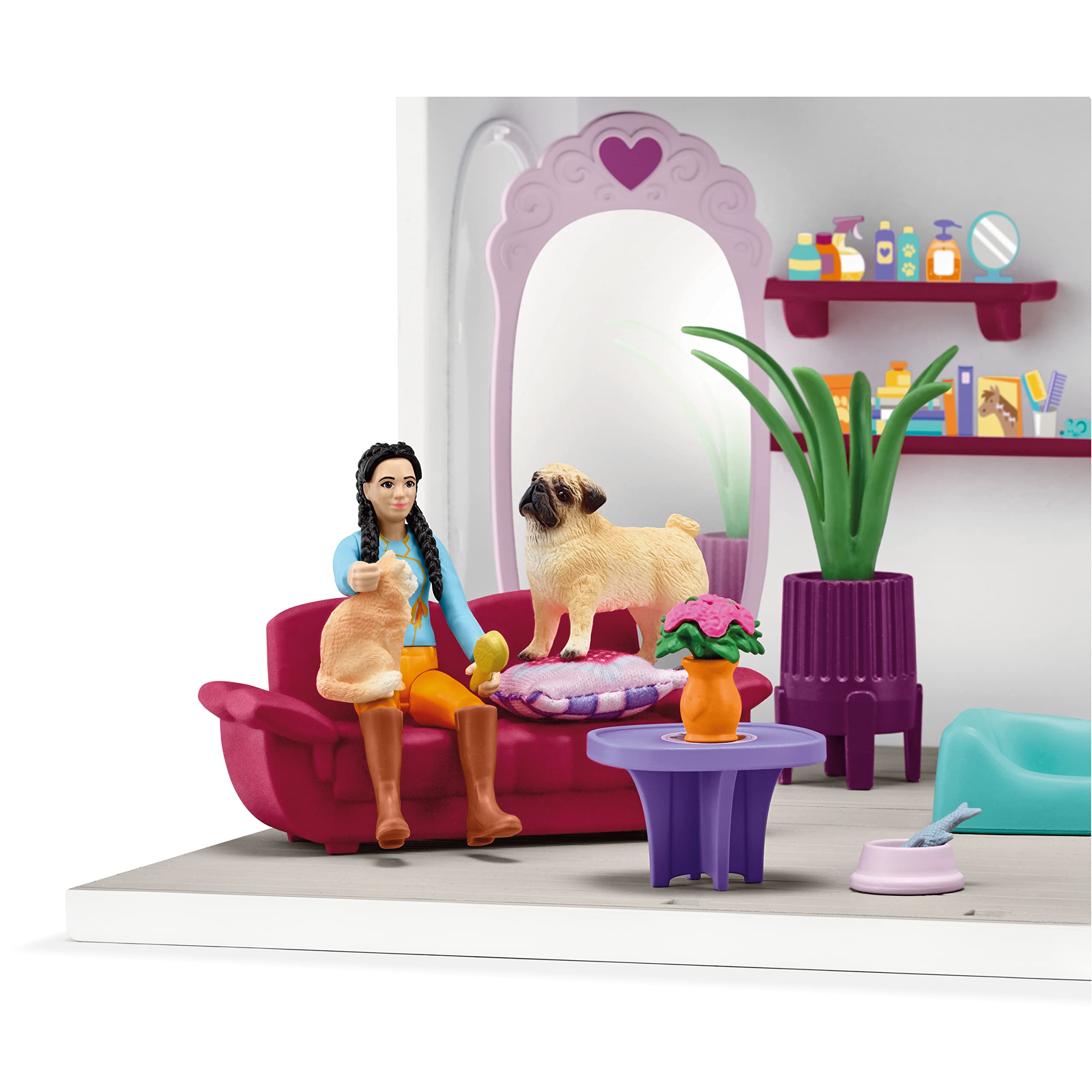 Schleich Horse Club Sofia's Beauties Pet Salon 66-Piece Playset - Includes Horse Figurine, Caretaker, Puppy Friends, and Animal Salon Plus Accessories for Boys and Girls, Gift for Kids Age 4+