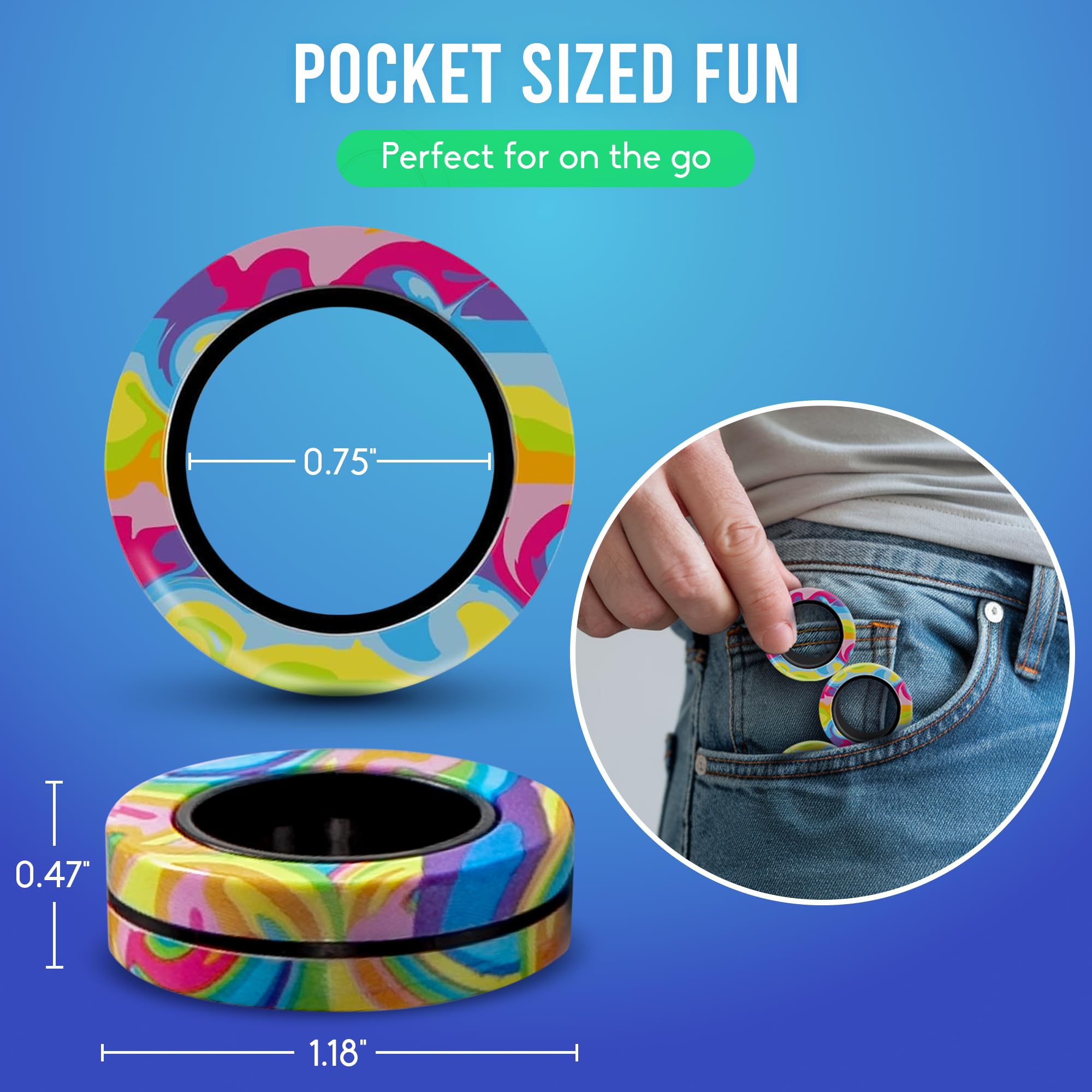 BUNMO Magnetic Rings - Stocking Stuffers - Fidget Toys Adults - Stocking Stuffers for Teens - Multicolor and Magnetic Rings - Stocking Stuffers - Fidget Toys - Stocking Stuffers for Boys - Black