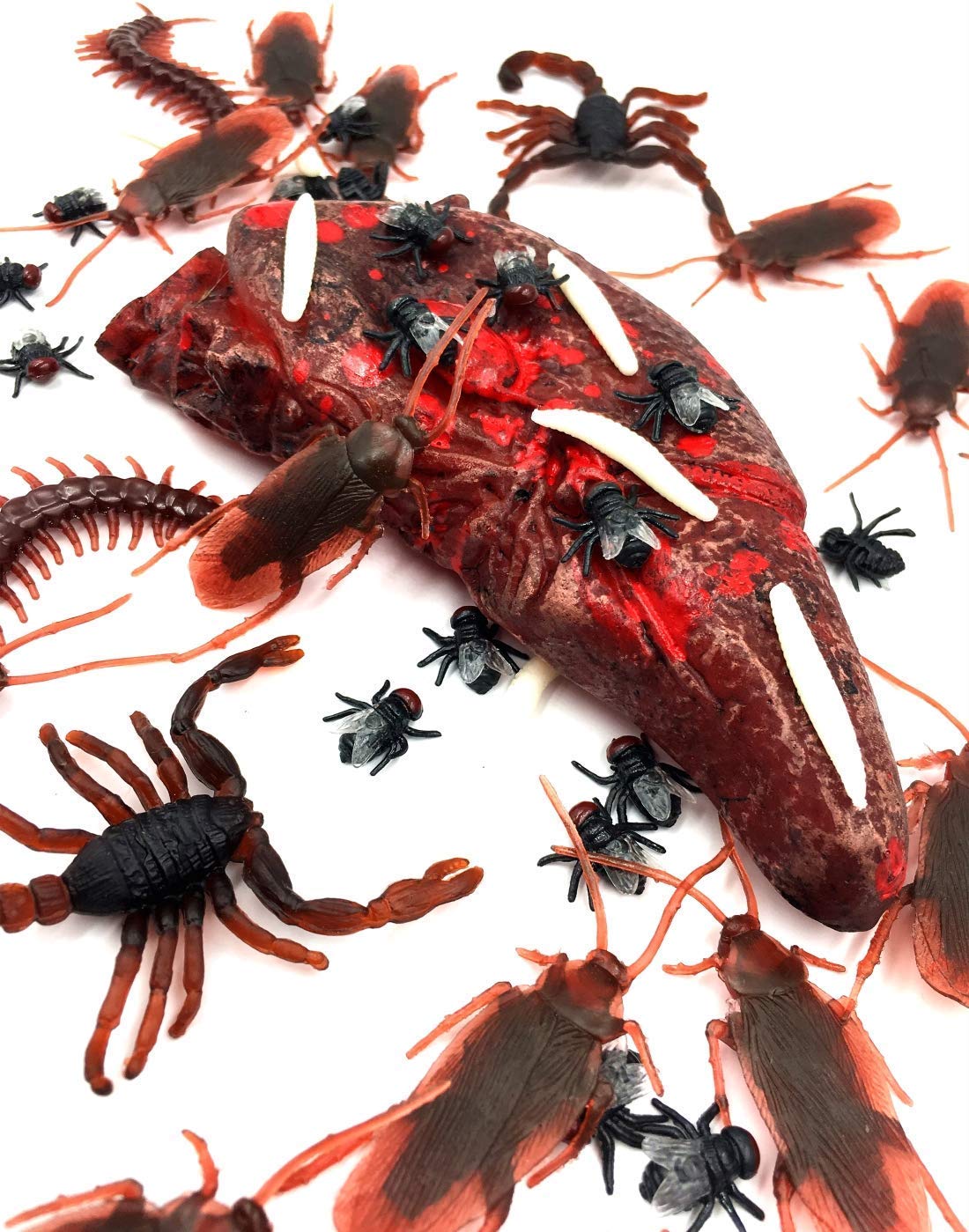 150pcs Realistic Bugs Plastic Fake Bug Trick Toys Insects Halloween Prank Toy Bugs Cockroaches Spiders Worms Centipedes Scorpions for Kids April Fool's Day Prank Party Favors
