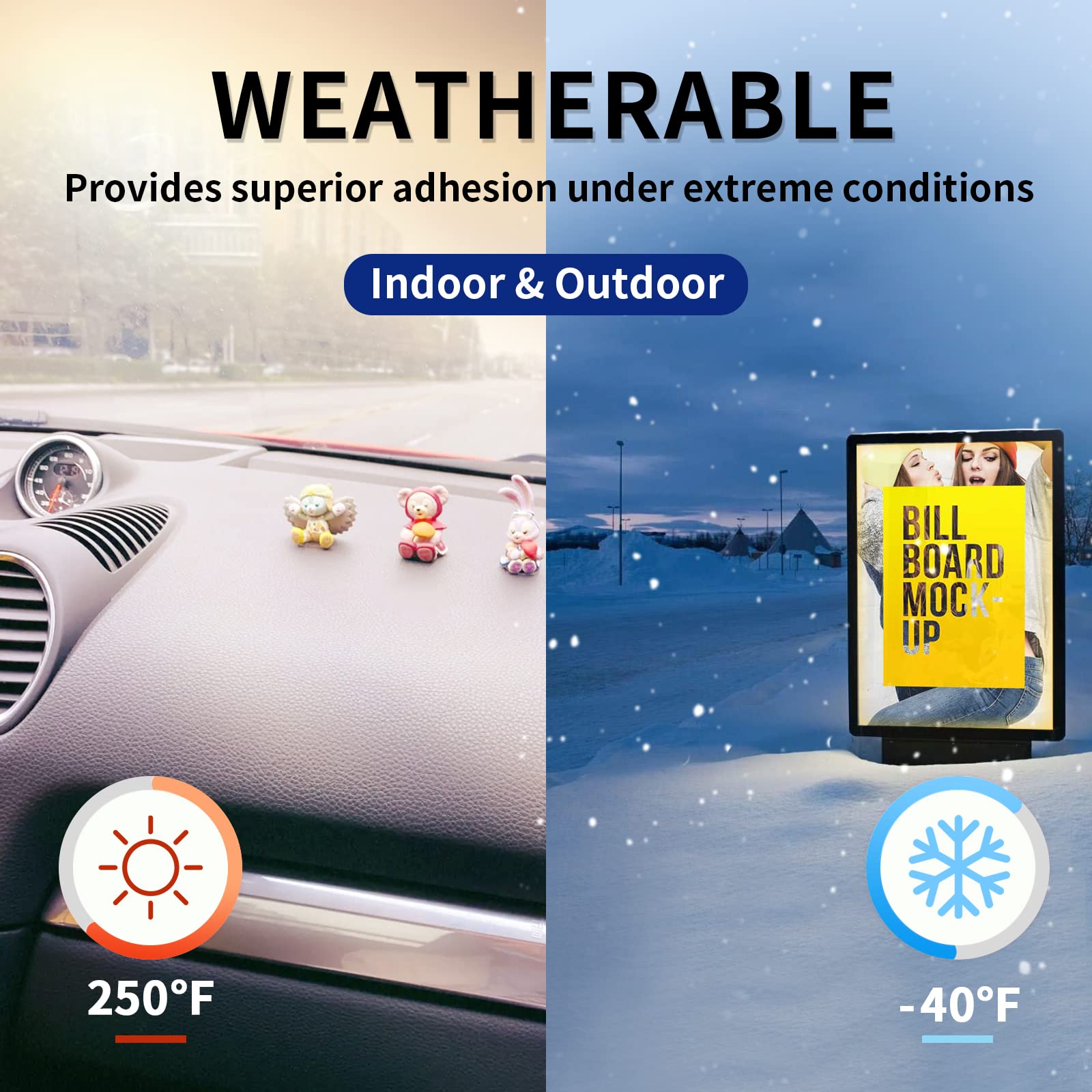 PHIXBEAR Super Strong Adhesion, Heavy Duty Double Sided Tape, Waterproof for Indoor & Outdoor Use, Multipurpose Automotive Wall Mounting Foam Adhesive (0.6in×30ft), 2 Rolls