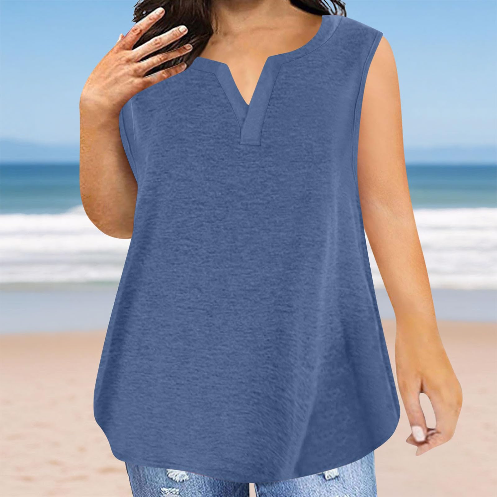 Ladies Spring Tops Plus Size Tank Tops for Women Casaul Plus Size Loose Fitted Soft Classiac Solid Blouses Comfy Summer Holiday Shirts