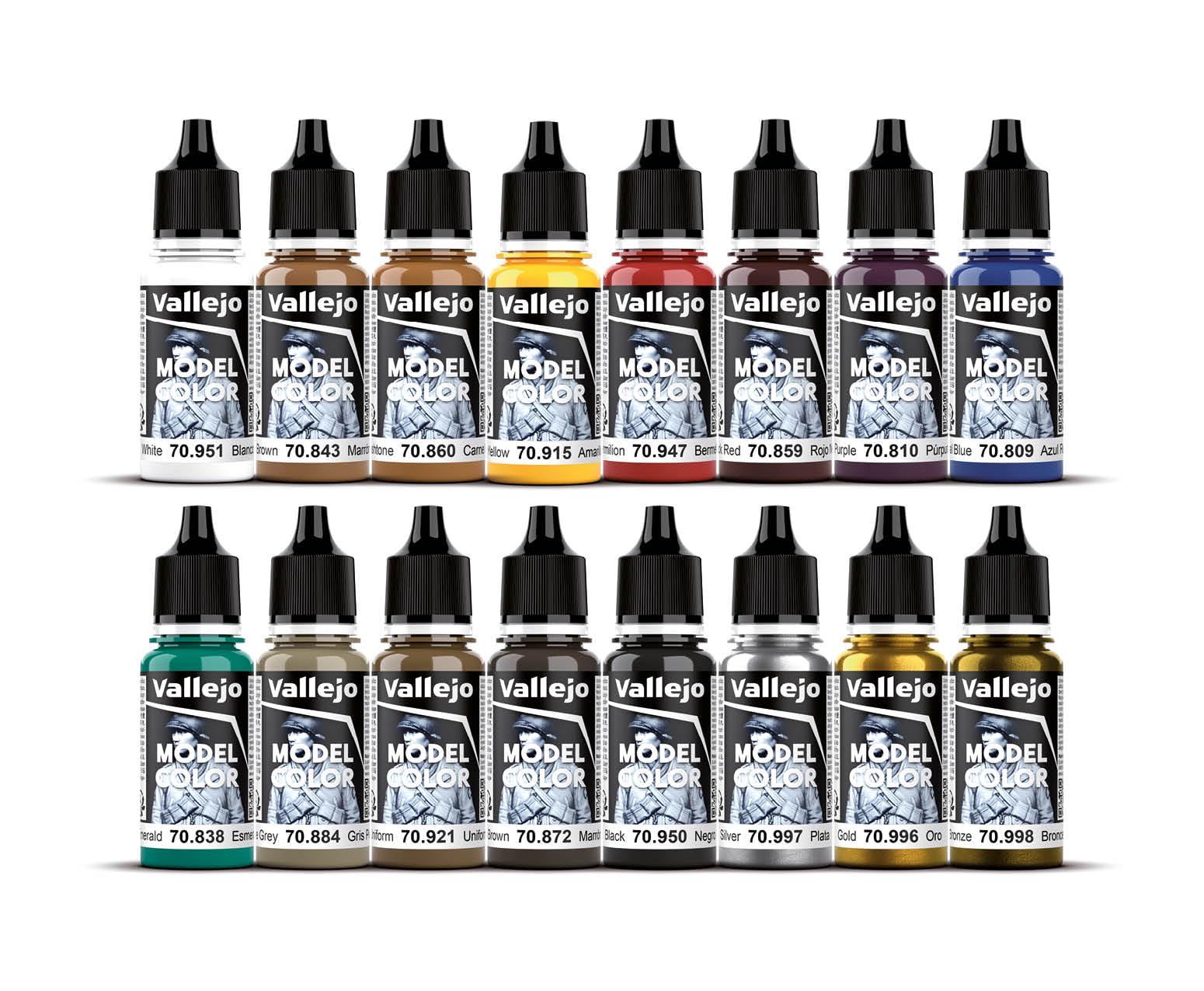 Vallejo - Model Color Medieval Colors Set | Modeling Acrylic Paints | 16 Bottles x 18 ml (0.60 fl.oz.)