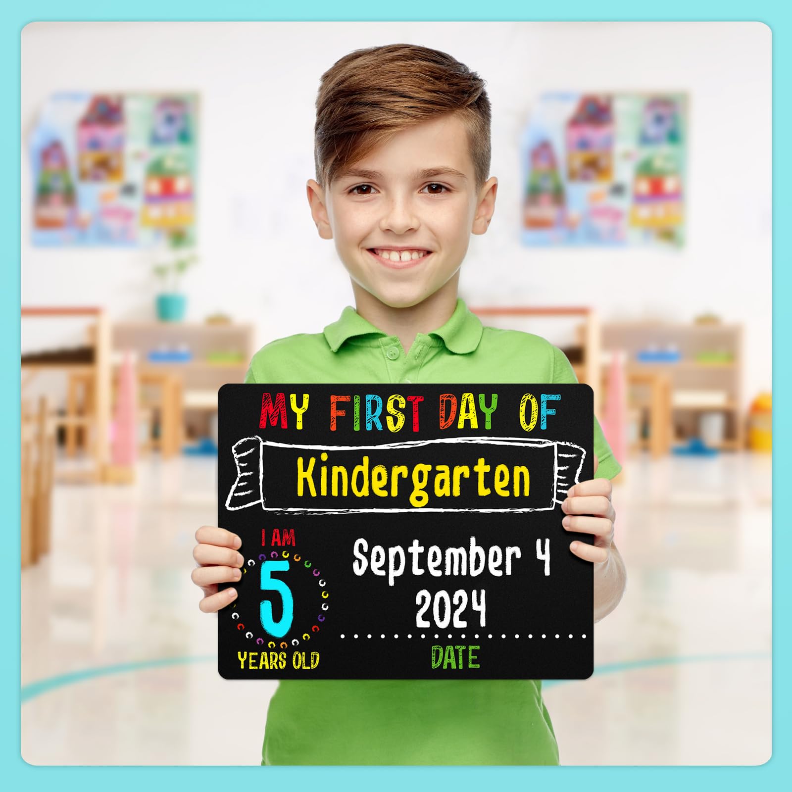 First & Last Day of School Chalkboard Sign (8.5x11 inches, Double-Sided), My Small Back to School Board, for Kids - Preschool, Kindergarten, 1st Grade Supplies
