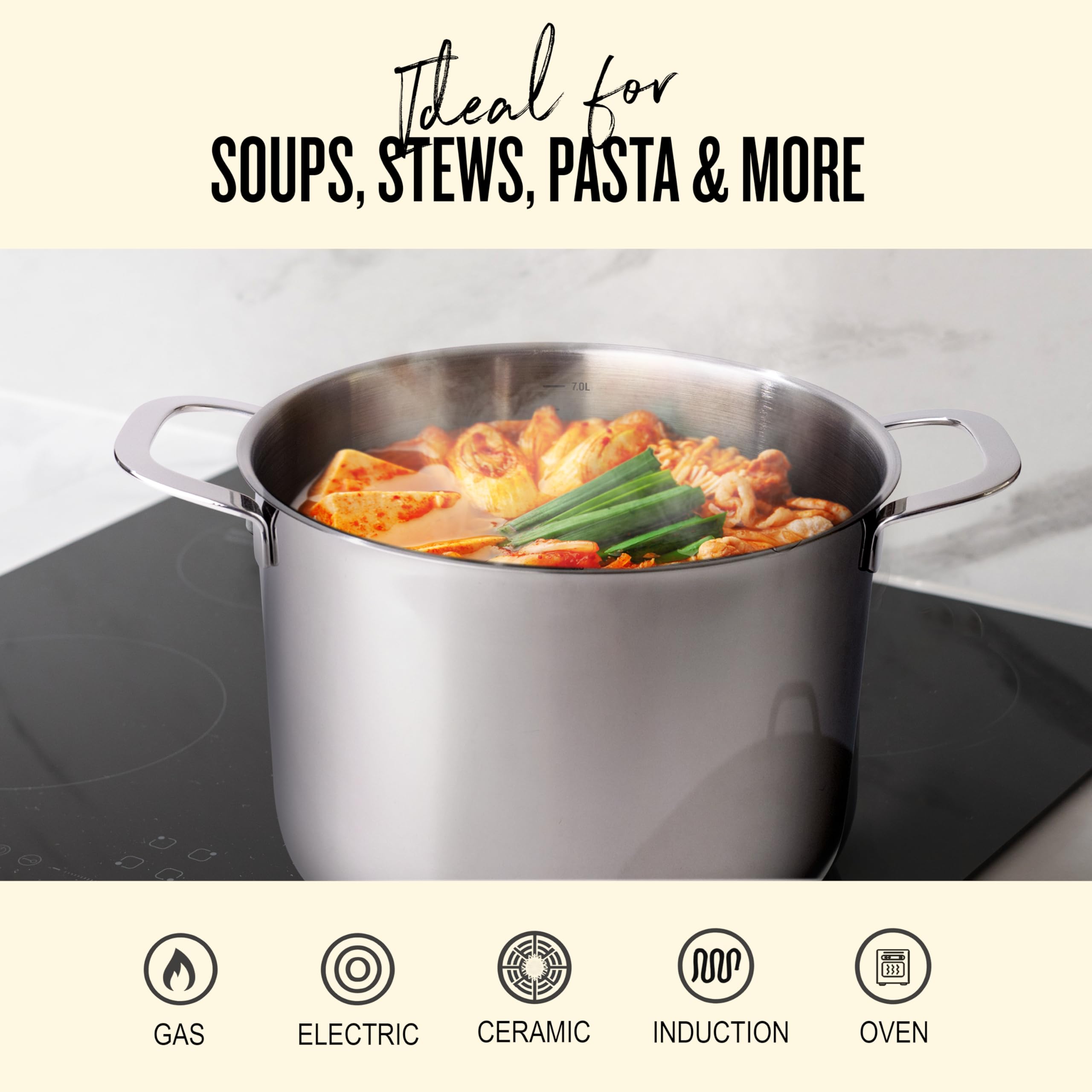 Alva Maestro Professional Stainless Steel Cookware Set - Premium Stock Pot & Saucepan with Lids - Non-Toxic, PFAS/PFOA/PTFE-Free Kitchen Essentials - Induction & All Stovetop Compatible - Oven Safe