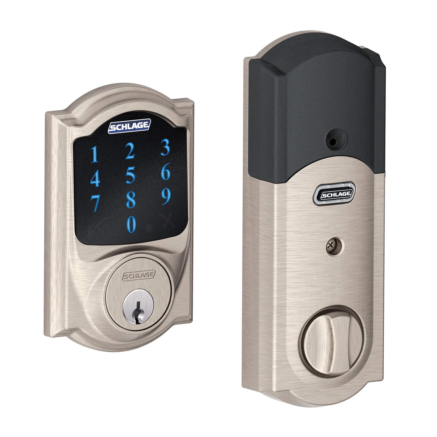 Schlage BE469ZPVCAM619 Satin Nickel Connect Camelot Touchscreen with Built-in Alarm & Z-Wave