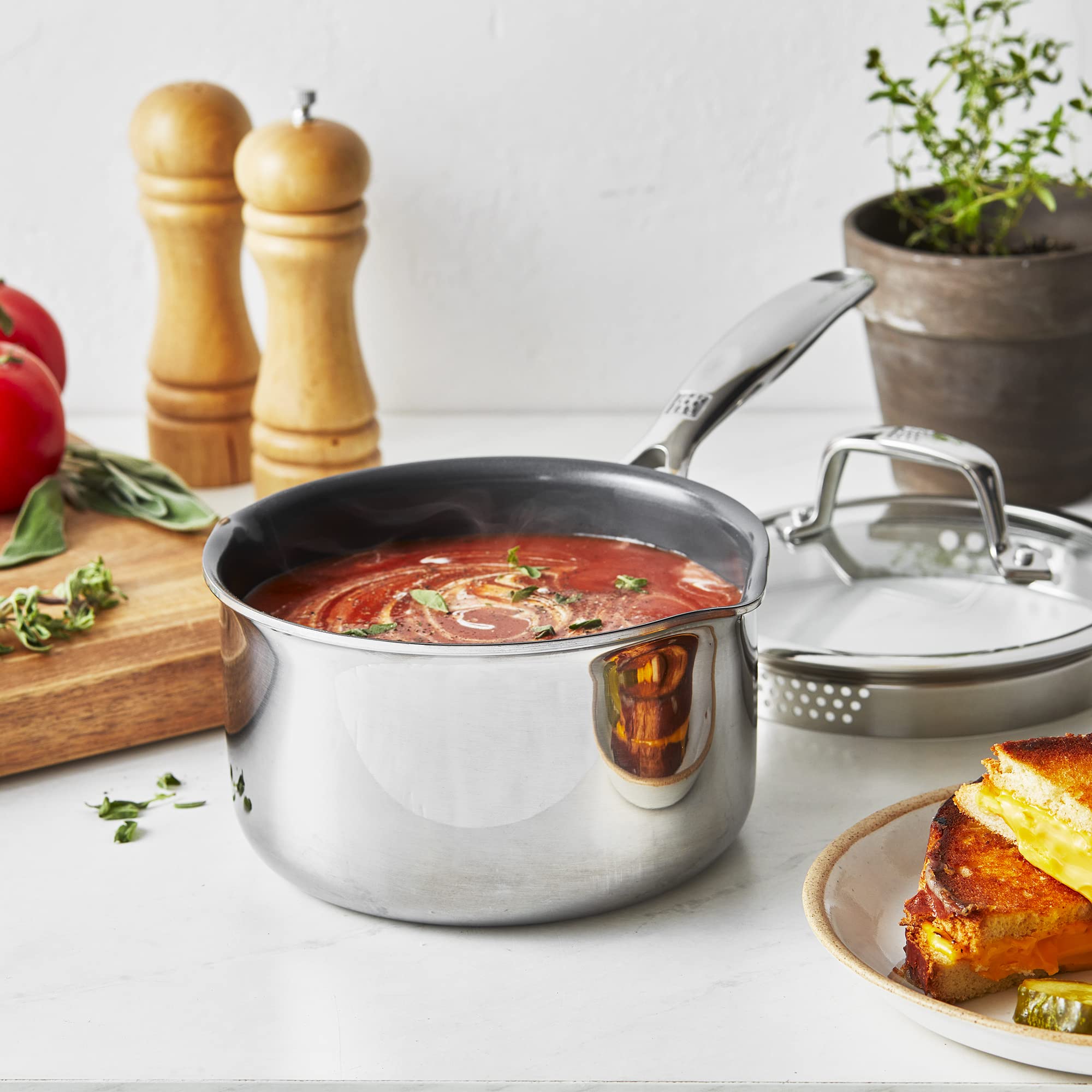 ZWILLING Energy Plus 2-qt Stainless Steel Ceramic Nonstick Tall Saucepan