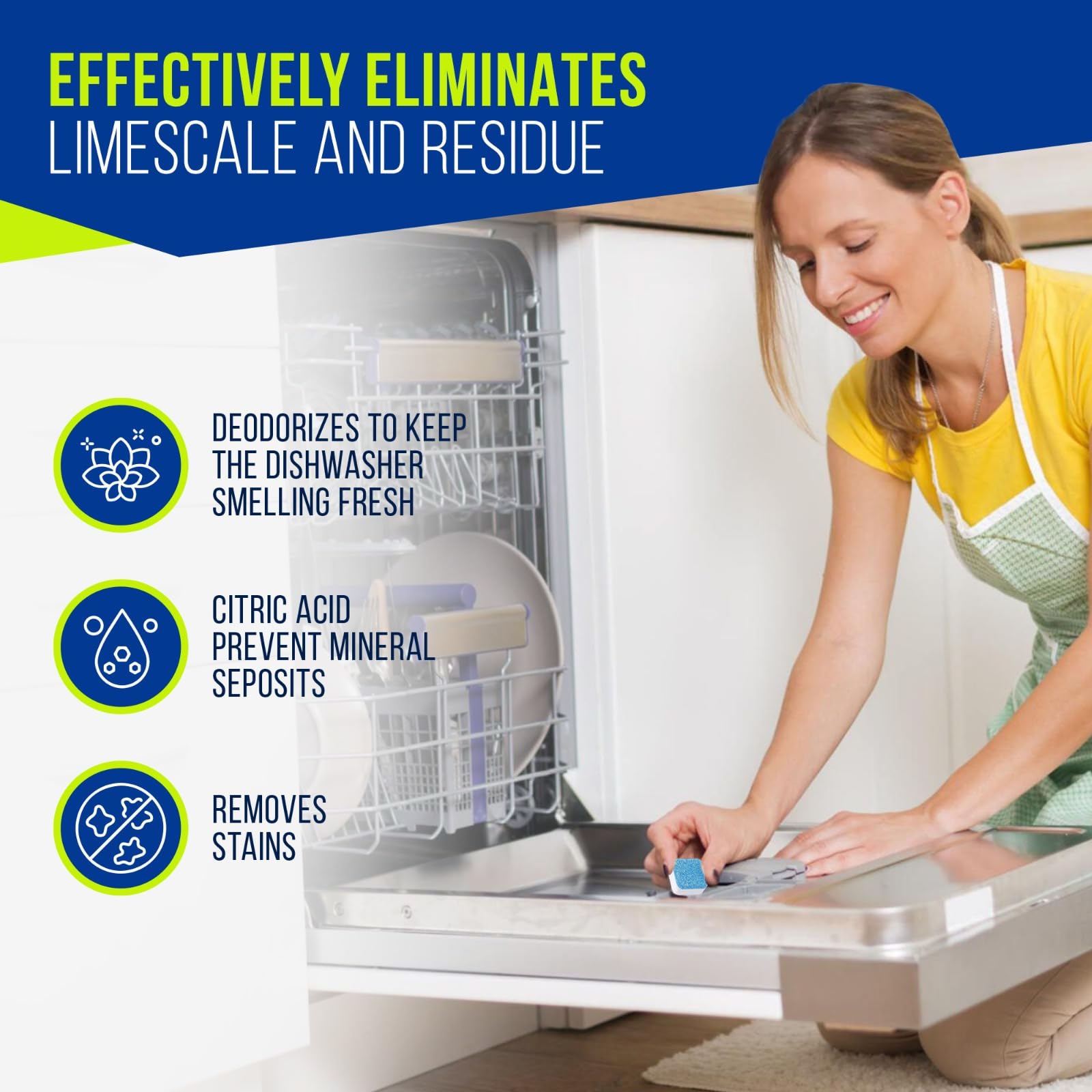 Freshero Dishwasher Cleaner and Deodorizer Tablets 26-Pack, Deep Cleaning Descaler for Dishwasher Machine, Heavy Duty, Septic Safe, Removes Grease & Build-ups, 1 Year of Cleaning Supplies (No Scent)