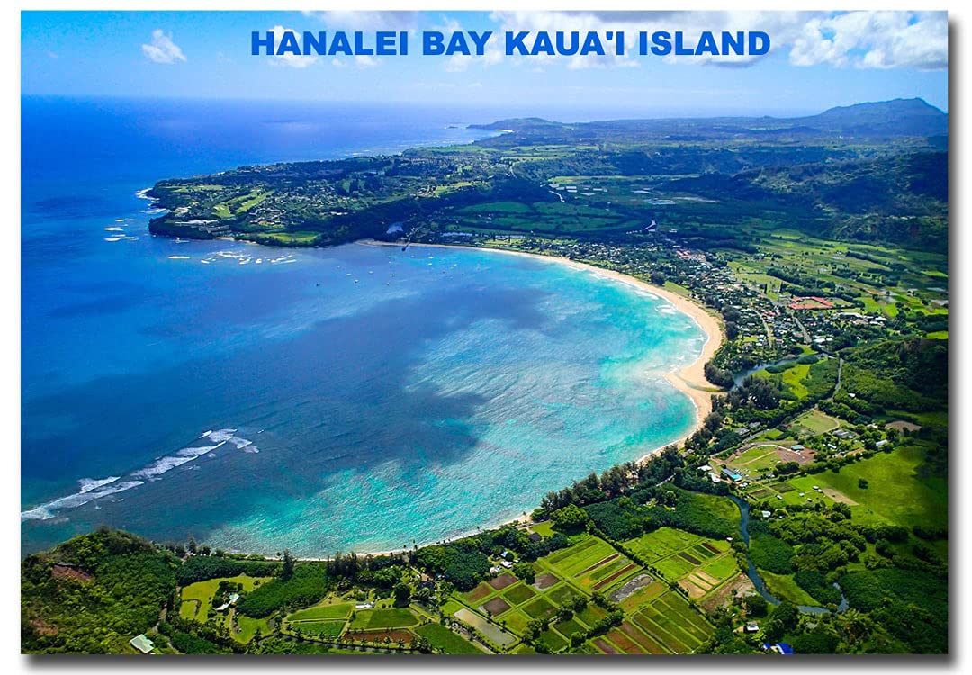 Hanalei Bay Kauaʻi Island in Hawaii Travel Refrigerator Magnet Size 2.5" x 3.5"