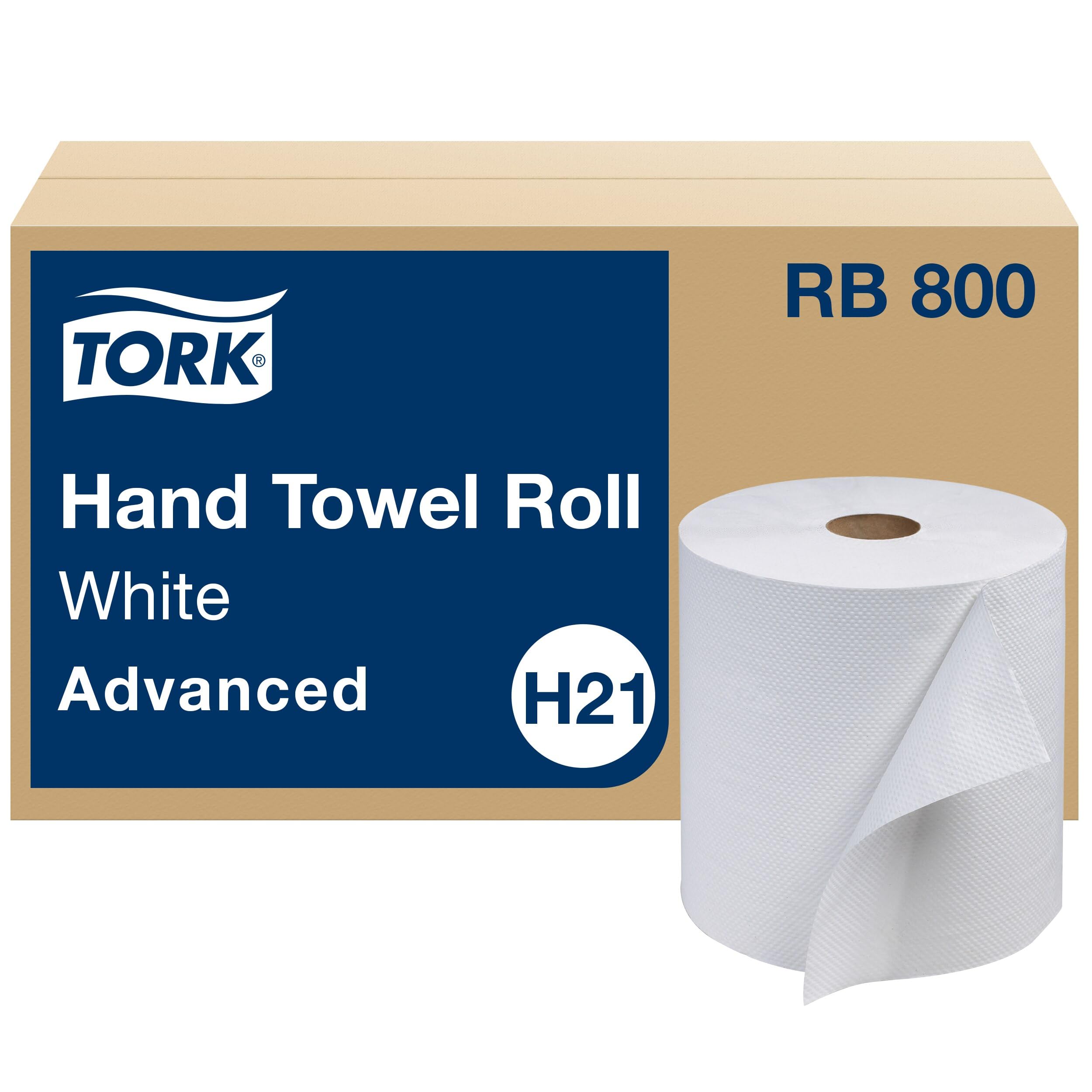 Tork Paper Hand Towel Roll White H21, Advanced, 100% Recycled Fiber, 6 rolls x 800 ft, RB800