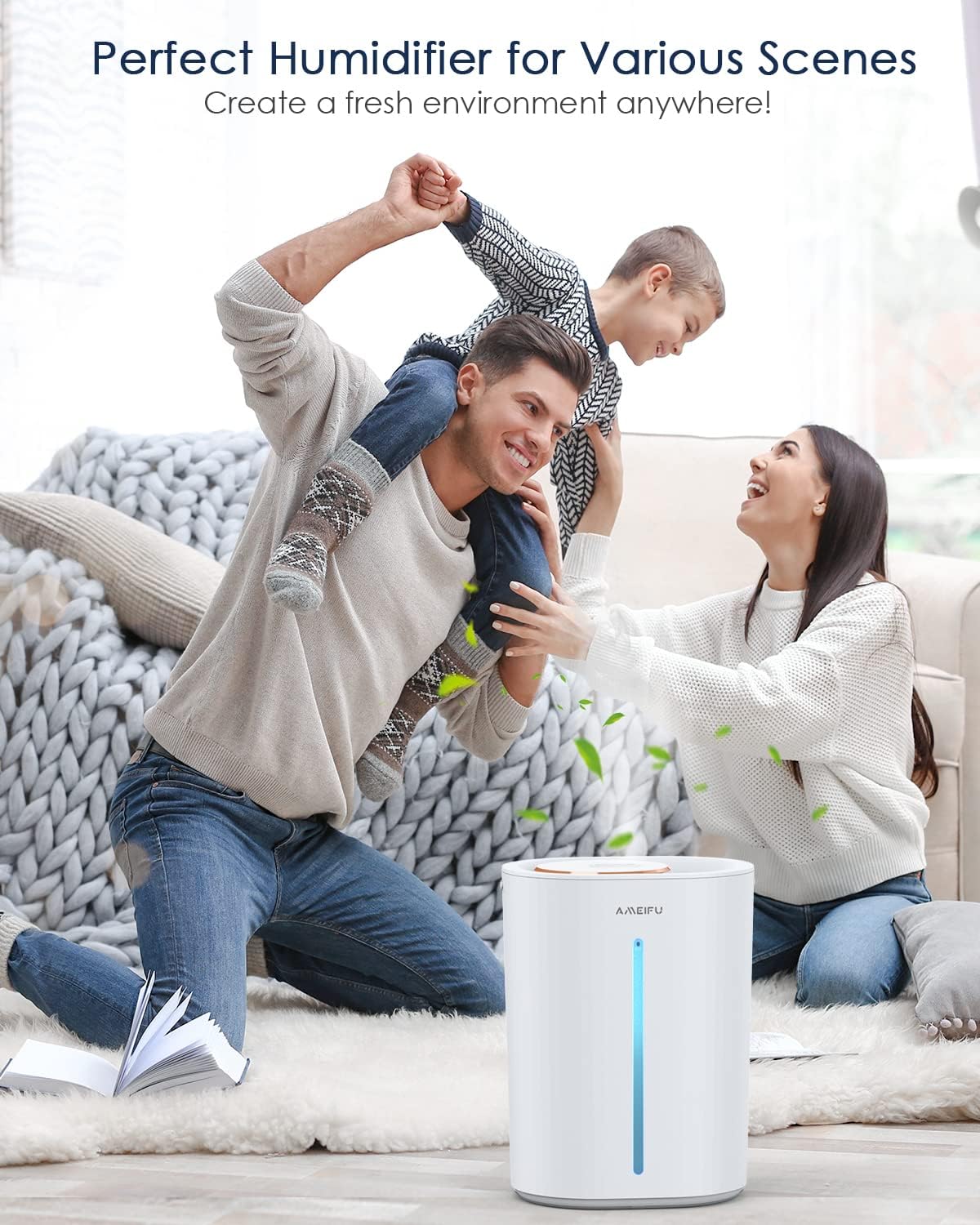 6.5L Humidifiers for Large Room Bedroom, Top Fill Humidifier, Quiet Cool Mist Humidifiers for Home, Baby, Pets, Plants, 54 Hours Run Time, Easy to Clean