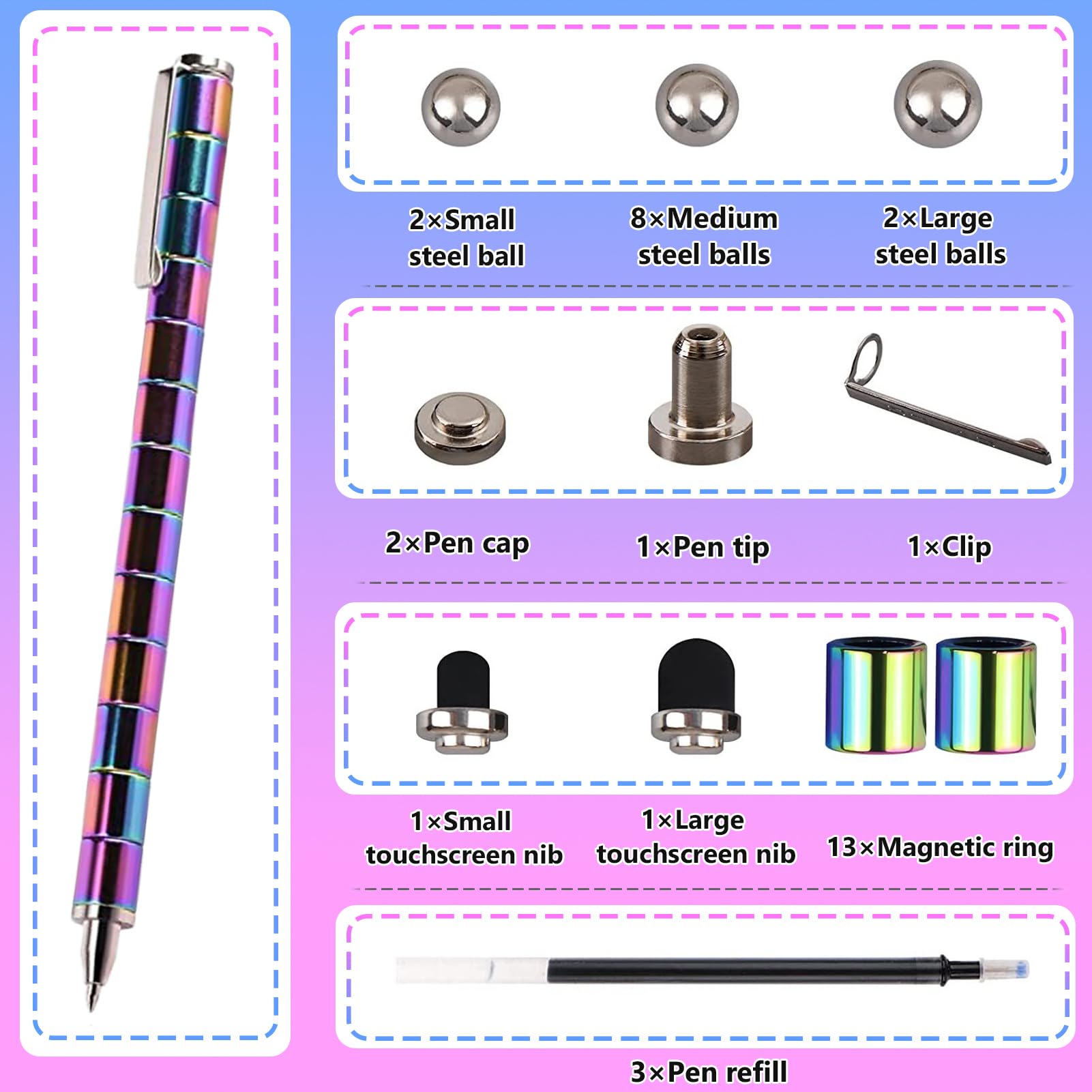 YYMHMF Fidget Pen Teen Girl Boy Gifts - Magnetic Pen Magnet Pen for Adults Kids Teens - Gift for Teenage Girl Boy - Best Gift for 10 11 12 13 14 15 16 Years Old - Novelty Toy Gift for Kids 8-12