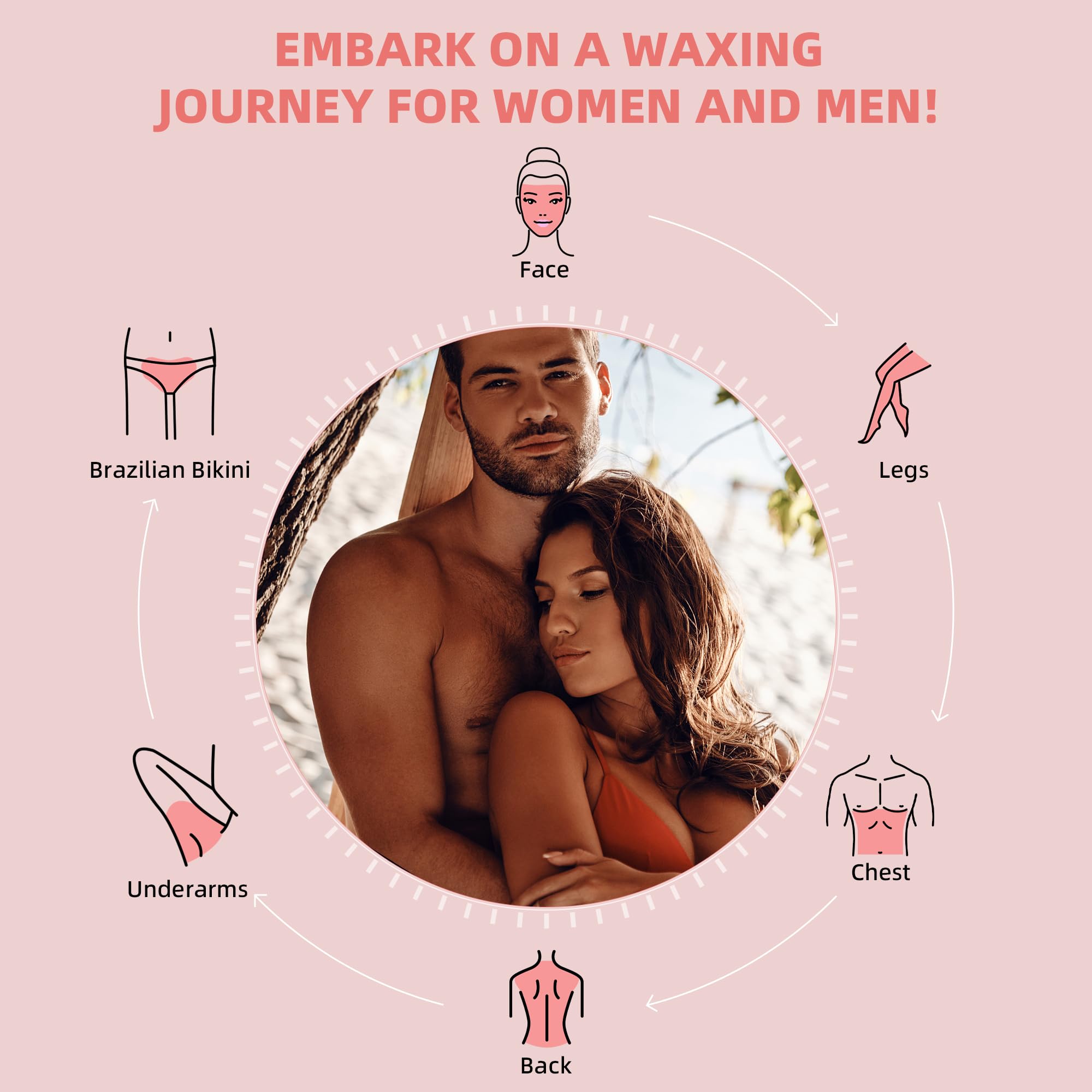 GIRLEARLE Hard Wax Beads for Hair Removal, 2.5lb, Rose Oil Infused, Brazilian Bikini Wax for Women Men, Sensitive Skin, Full Body Legs Face Underarms Waxing Beads