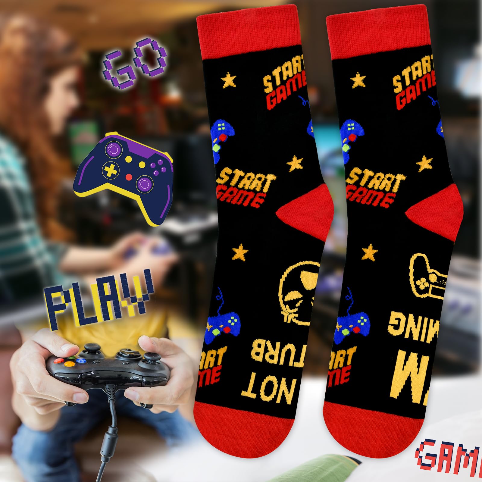 Dealswin Do Not Disturb I'm Gaming Socks, Funny Gamer Gifts for Teen Boys Game Socks Christmas Gifts Ideas For Teenage Boys
