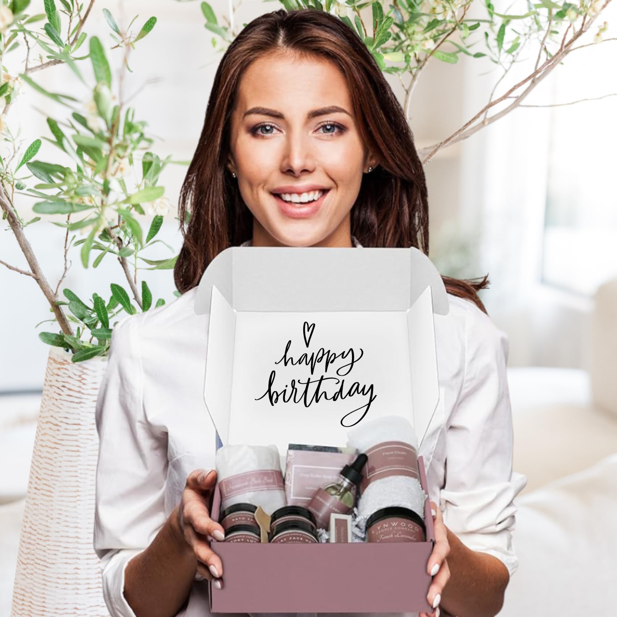 Lynwood All Natural Birthday Spa Gifts for Women: 10 Pc Selfcare Basket for Women, Unique Birthday Spa Relaxation Kit, Luxury Birthday Gift for Her