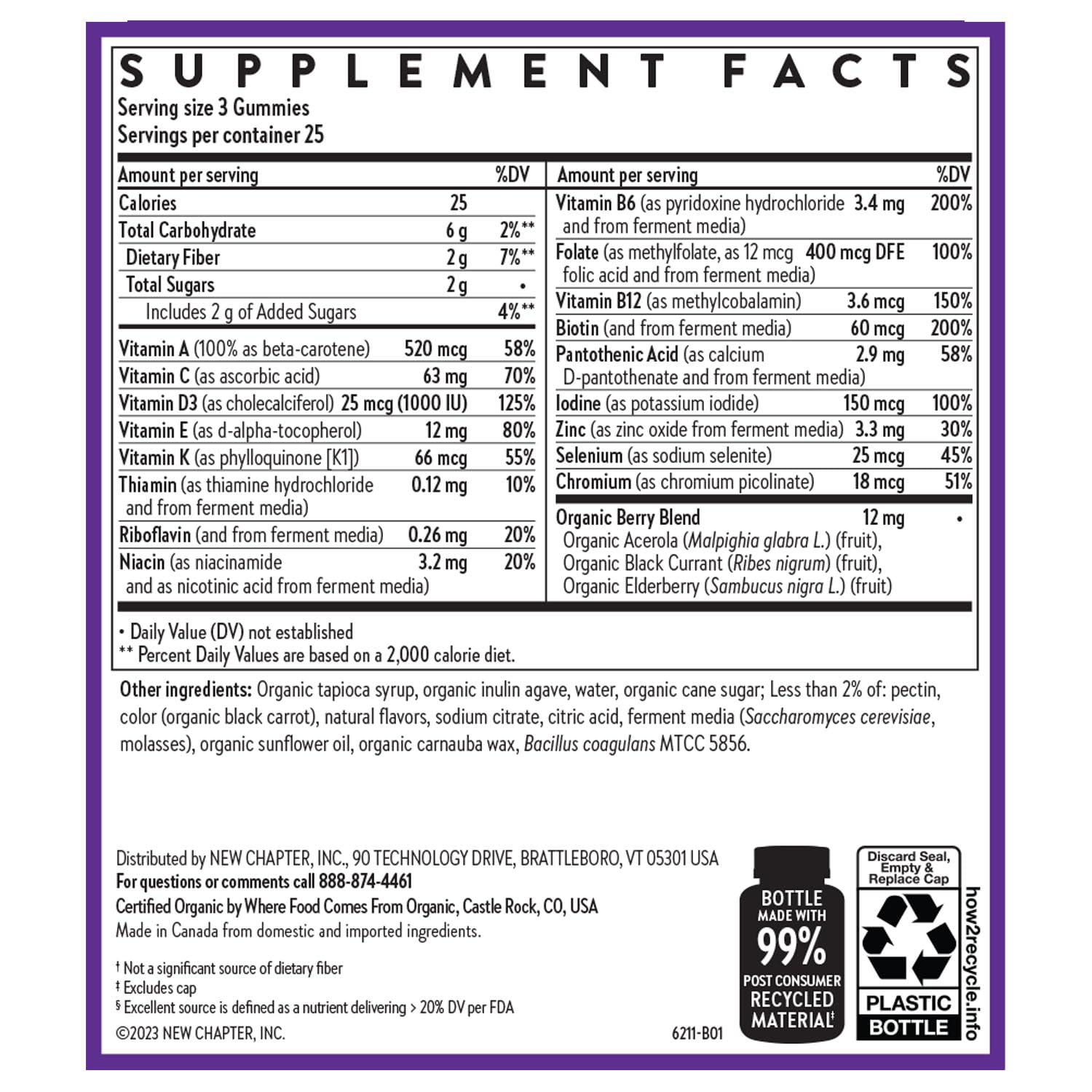 New Chapter Women’s Multivitamin Gummies - 66% Less Sugar, Women’s Gummy Vitamins with Vitamin C, D3 & Zinc, Non-GMO, Gluten Free, Berry-Citrus, 75ct