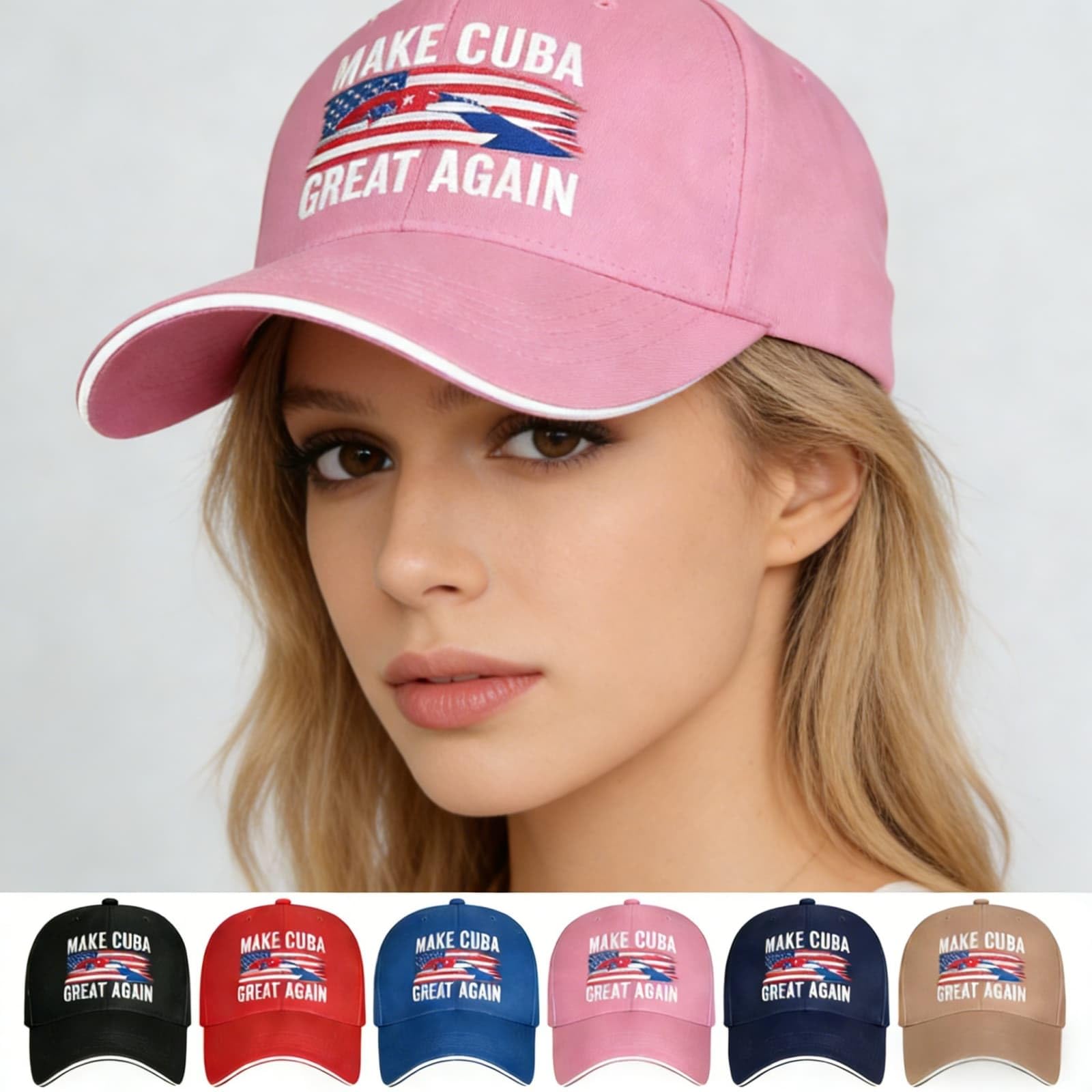 Make Cuba Great Again hat Cuban Flag Baseball Cap (Black)
