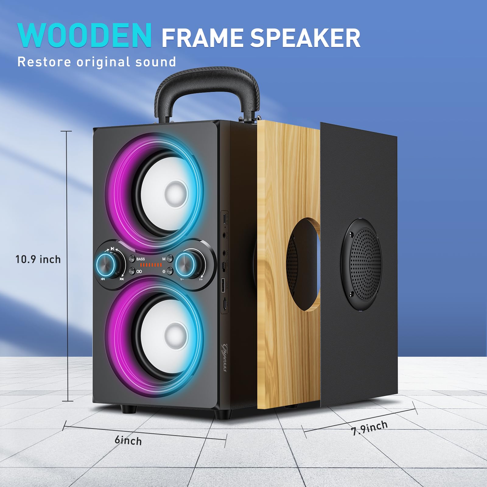 TPyesss Bluetooth Speakers, 80W(Peak) Wireless TWS Portable Bluetooth Speaker, Beat-Driven Lights, 100dB Loud Stereo Speaker with BassUp, Speakers with Subwoofer for Outdoor, Party, Camping
