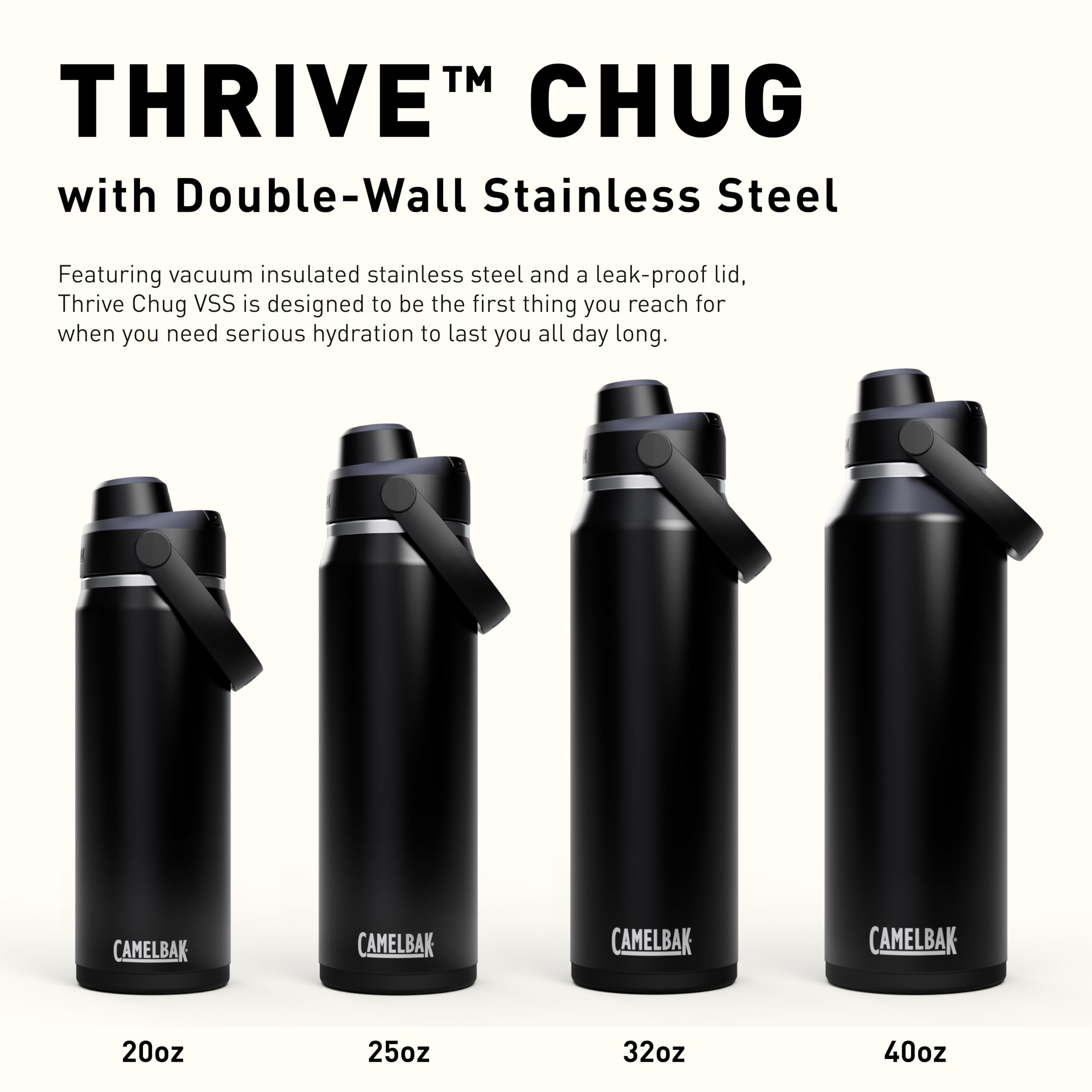 CamelBak Thrive Chug Insulated Stainless Steel Water Bottle Black, 32oz