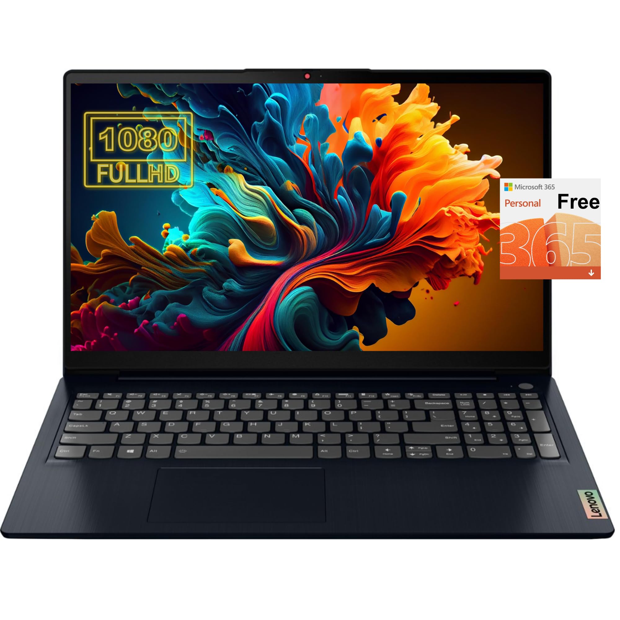 lenovo est IdeaPad 15.6'' FHD Laptop, 20GB RAM, 1TB SSD, Intel Pentium Silver N6000, 1 Year Microsoft Office 365, Webcam, Type-C, SD Card Reader, Wi-Fi 6, Windows 11, JVQ MP Black