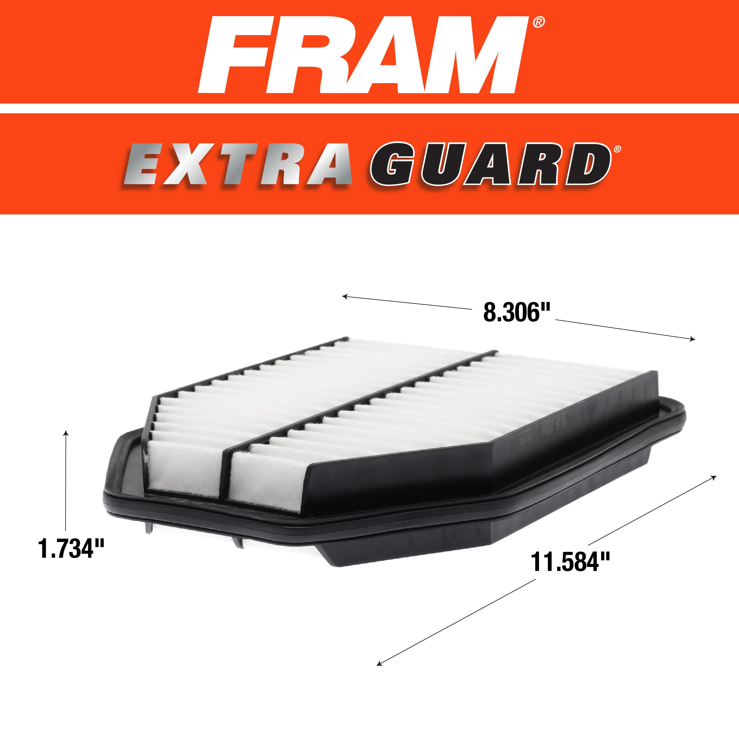 FRAM Extra Guard CA10348 Replacement Engine Air Filter for Select Jeep Wrangler (3.6L & 3.8L), Provides Up to 12 Months or 12,000 Miles Filter Protection