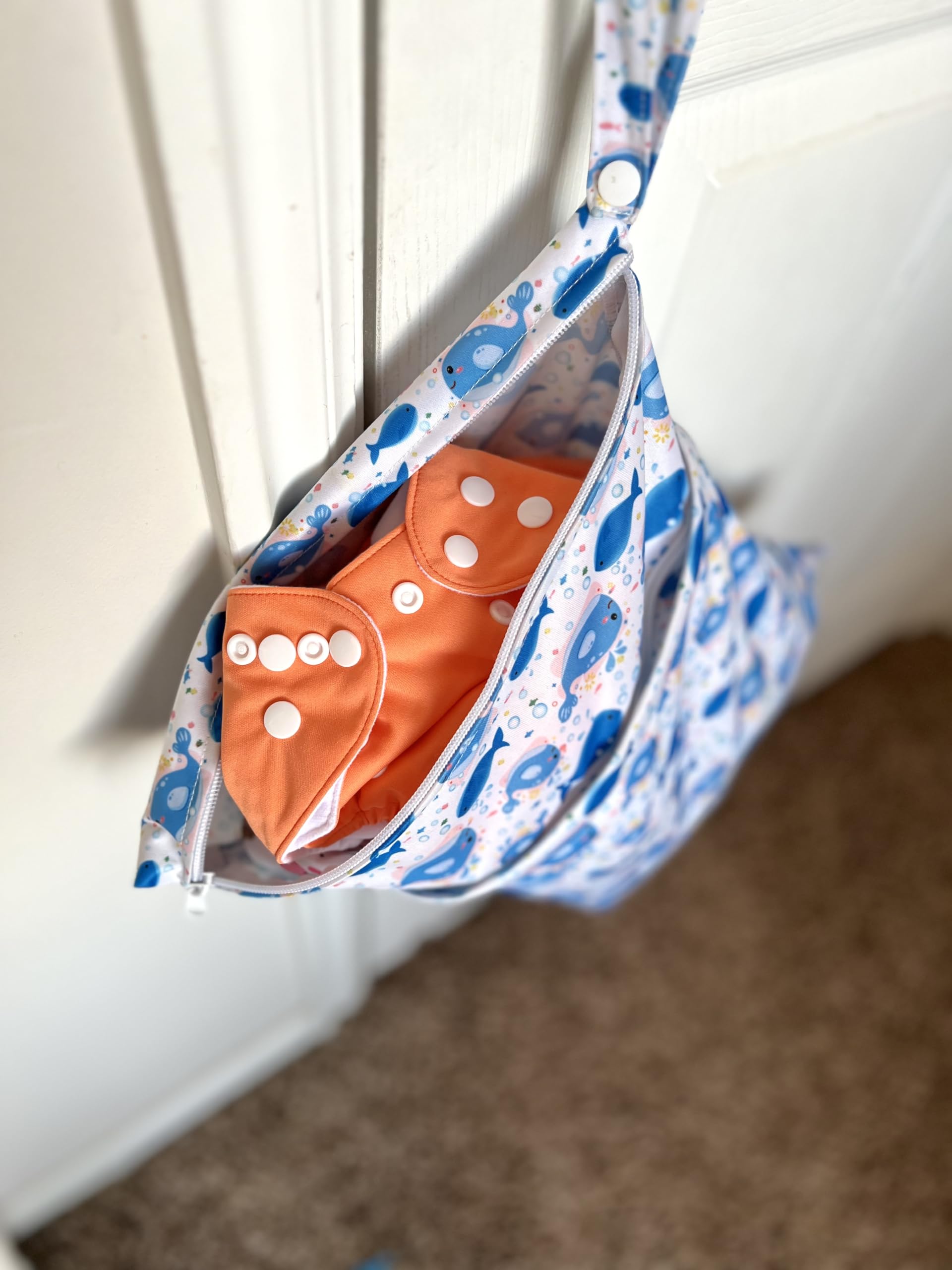 ALVA ALVABABY 2pcs Cloth Diaper Wet Dry Bags Waterproof Reusable with Two Zippered Pockets Travel Beach Pool Daycare Soiled Baby Items Yoga Gym Bag for Swimsuits or Wet Clothes L41104