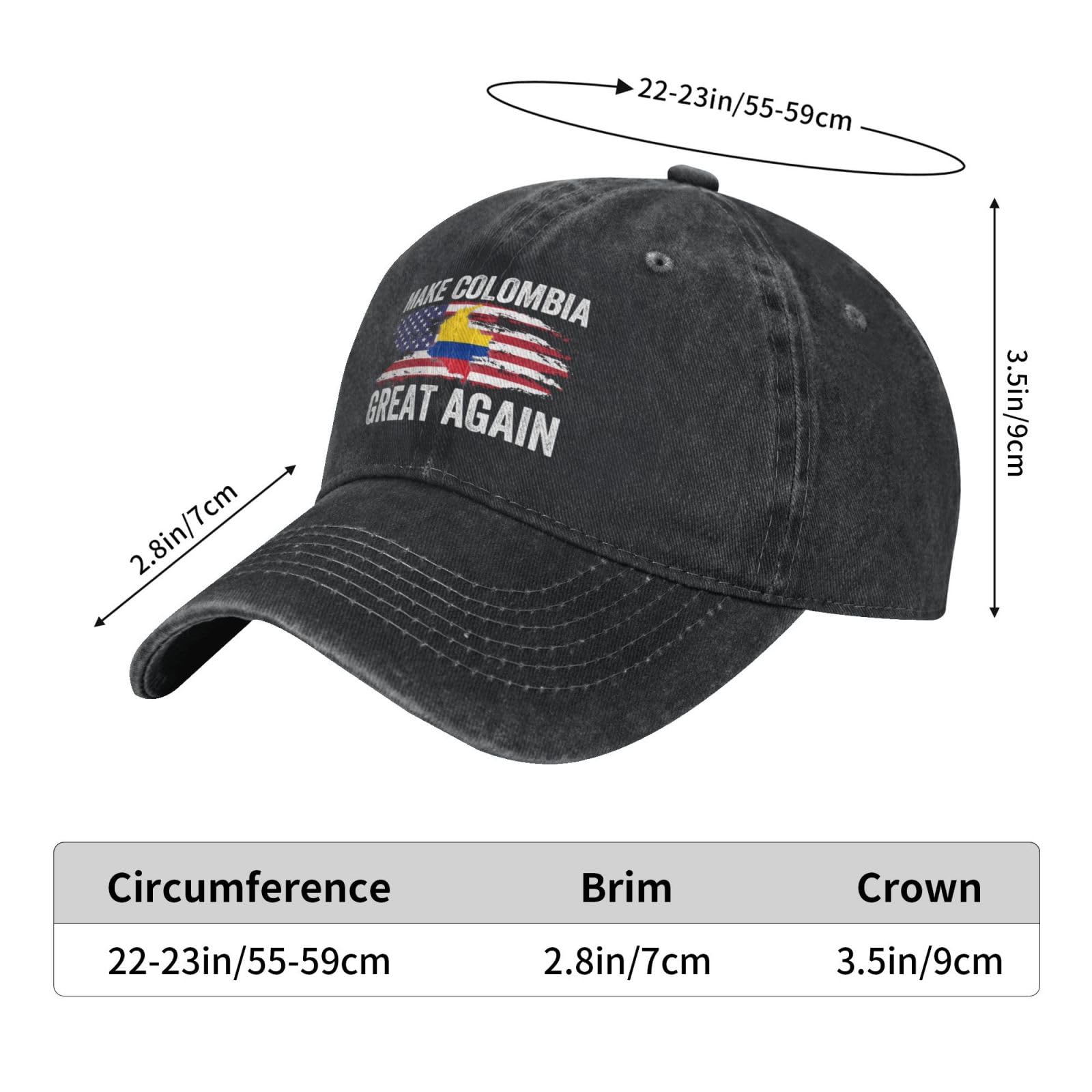 muciioa Make Colombia Great Again Hat Colombia Flag Trucker Cap for Men Women Black