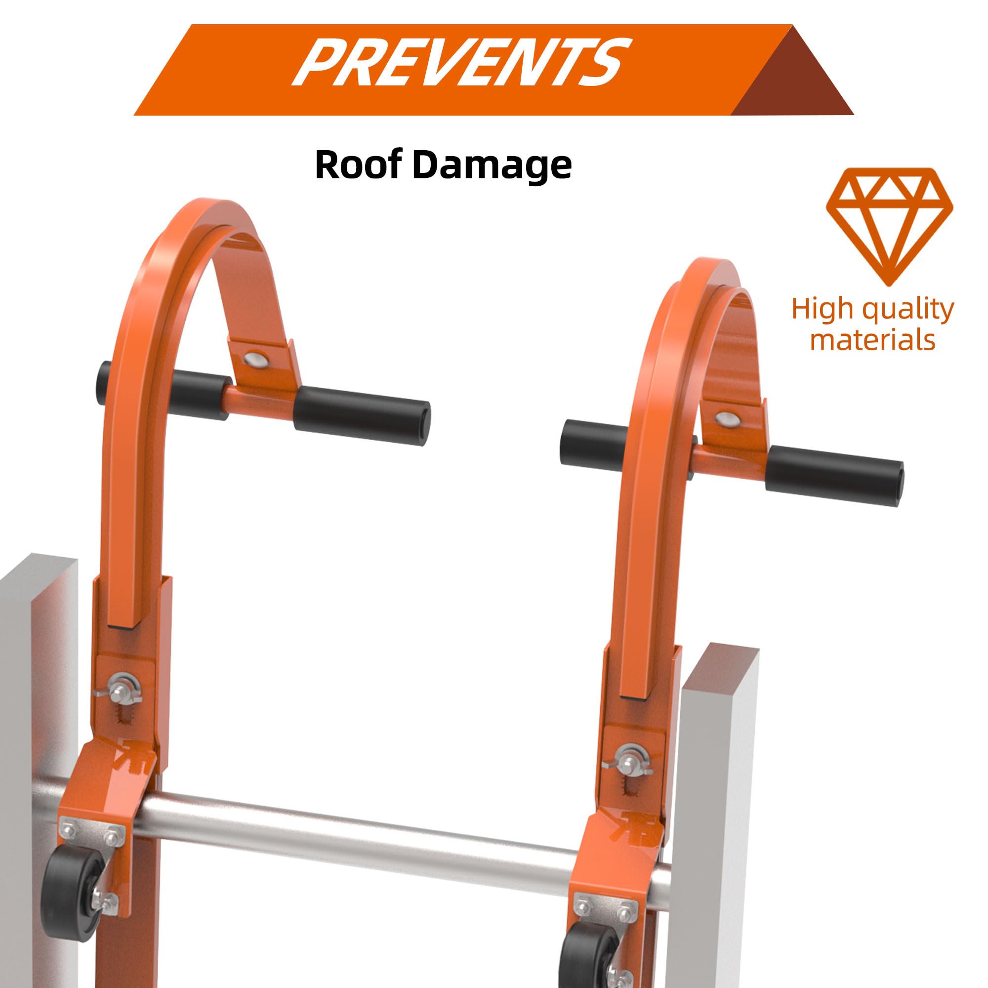 2 Pack Ladder Roof Hook with Wheel Heavy Duty Steel Ladder Stabilizer, Roof Ridge Extension, Rubber Grip T-Bar for Damage Prevention, 500 lbs Weight Ratin, Fast & Easy to Access Steep Roofs(Patent)