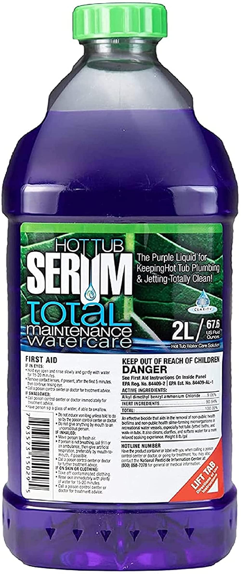Hot Tub Serum, A Weekly Maintenance Hot Tub Cleaner/Clarifier/Conditioner/Softener All-in-One 2 Liter (24 Weekly doses), Inflatable Hot Tub Chemicals for Complete Hot Tub Treatment