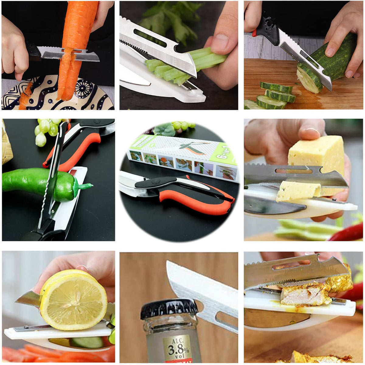 Vegetable Scissors,Food Cutter Choppers Meat Scissors Kitchen Shears,Quick Vegetable Slicer with Cutting Board Knife Kitchen Must Haves Chopping Scissors for Kitchen