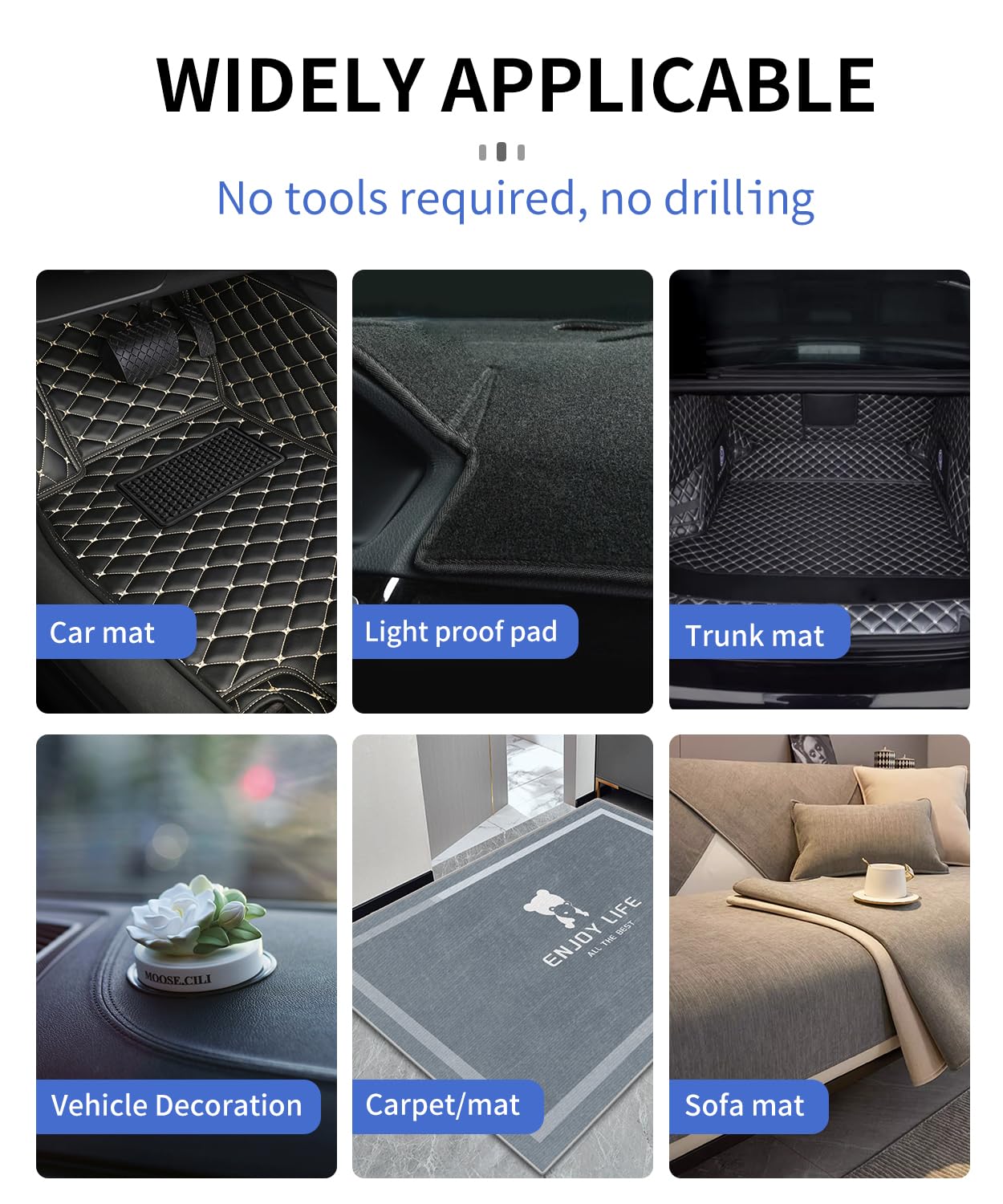 PHIXBEAR 20 Sets Super Adhesive Hook and Loop Strips Heavy Duty, Made of 3M VHB, Heat Resistant Waterproof, Outdoor or Indoor Use, Black 1.2x3.2 Inch