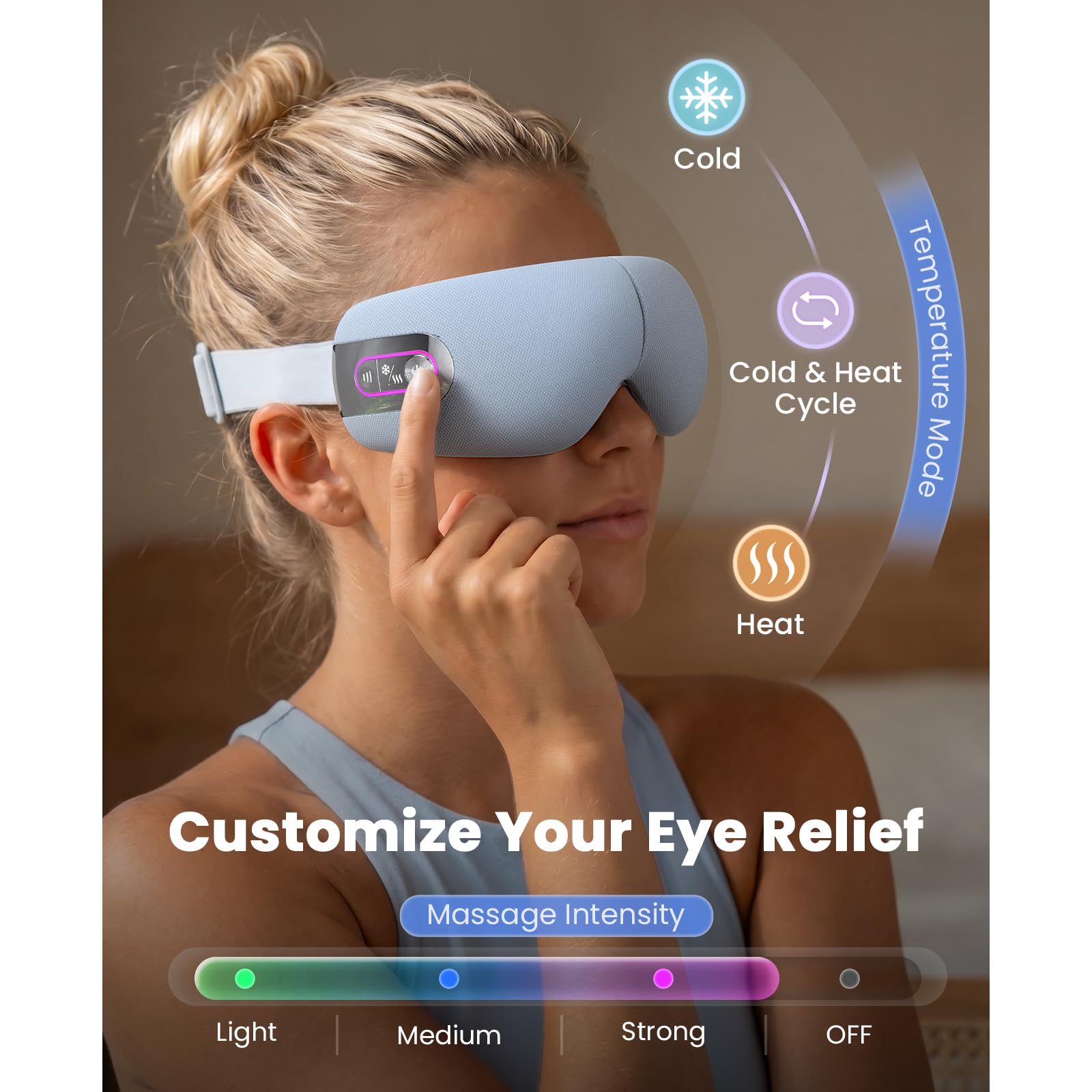 BOB AND BRAD EYEFLOW Eye Massager with Chip Cooling & Heating, FSA Eligible & HSA Heated Eye Mask, Air Compression for Puffiness, Dark Circles, Dry Eyes, Screen Fatigue, Gifts for Women & Men