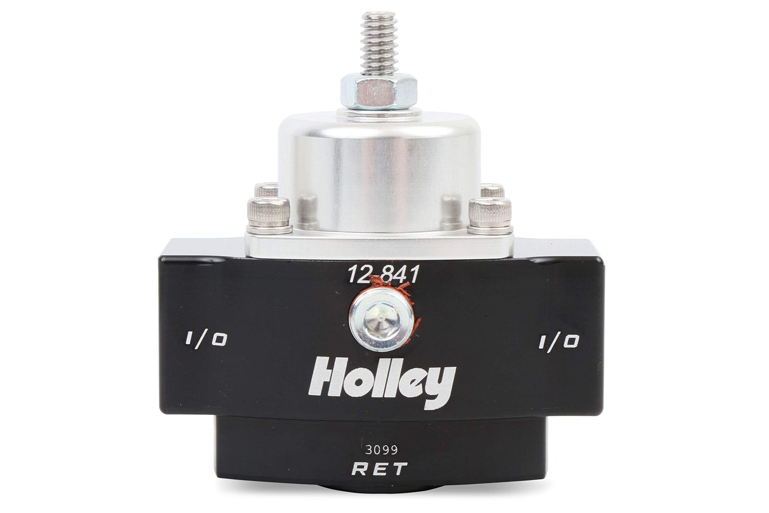 Holley 12-841 4.5-9 PSI Adjustable Bypass Billet Fuel Pressure Regulator with 3/8" NTP Ports, Black