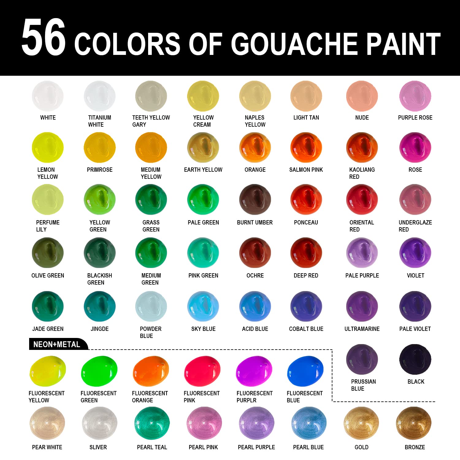 HIMI Gouache Paint Set, 56 Colors x 30g Unique Jelly Cup Design in a Carrying Case Perfect for Artists, Gouache Opaque Art Supplies for Professionals, and More