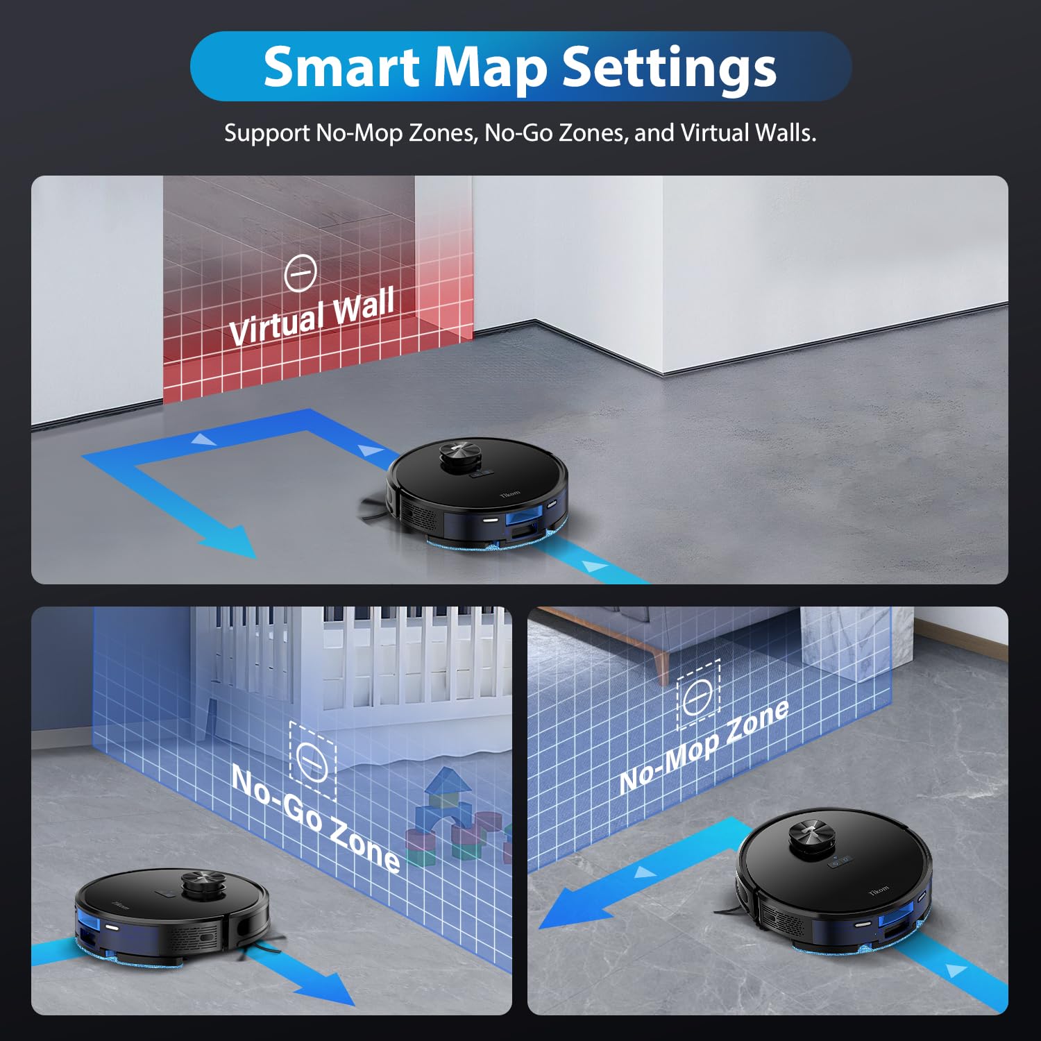 Tikom Robot Vacuum and Mop Combo with LiDAR Navigation, L9000 Robotic Vacuum Cleaner with 4000Pa Suction,150Min Max, 14 No-Go Zones, Smart Mapping, Good for Pet Hair, Carpet, Hard Floor