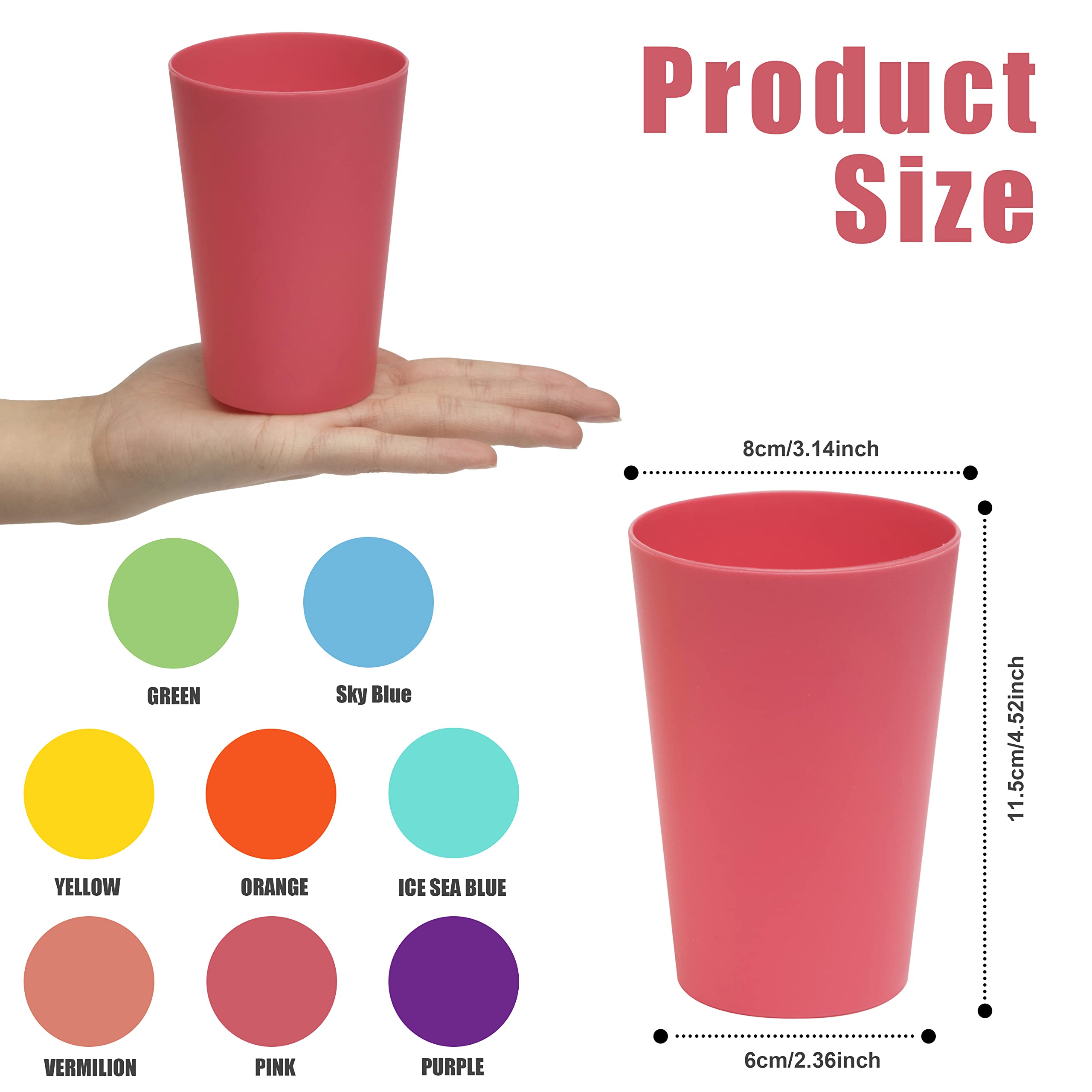 Klickpick Home - Set of 16 Kids Plastic Cups - 12 Ounce Children Drinking Cups Tumblers Reusable - Dishwasher Safe - BPA-Free Cups for Kids & Toddlers Bright Colored Unbreakable Kids And Toddler Cups